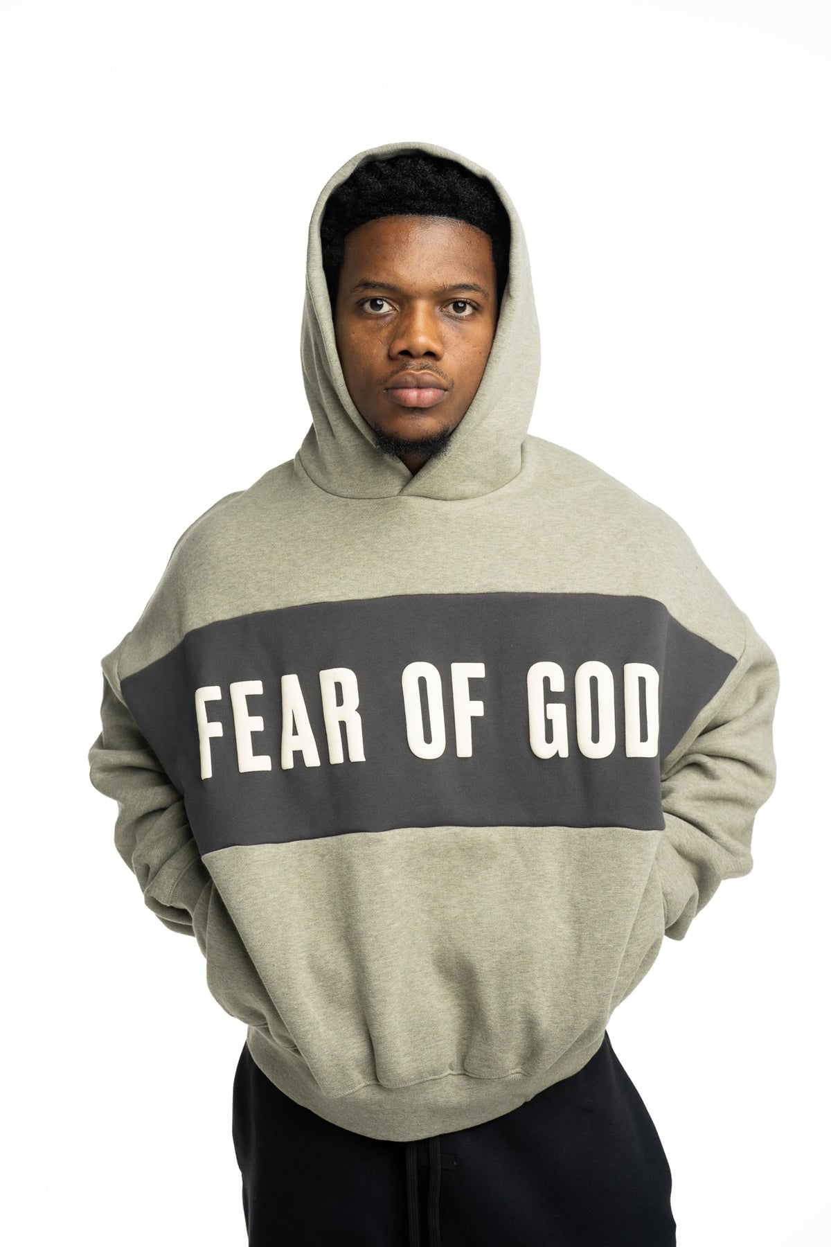 Essentials Fear Of God Men's Cropped Relaxed Hoodie | RW002830135-Seal Heather/Iron Grey