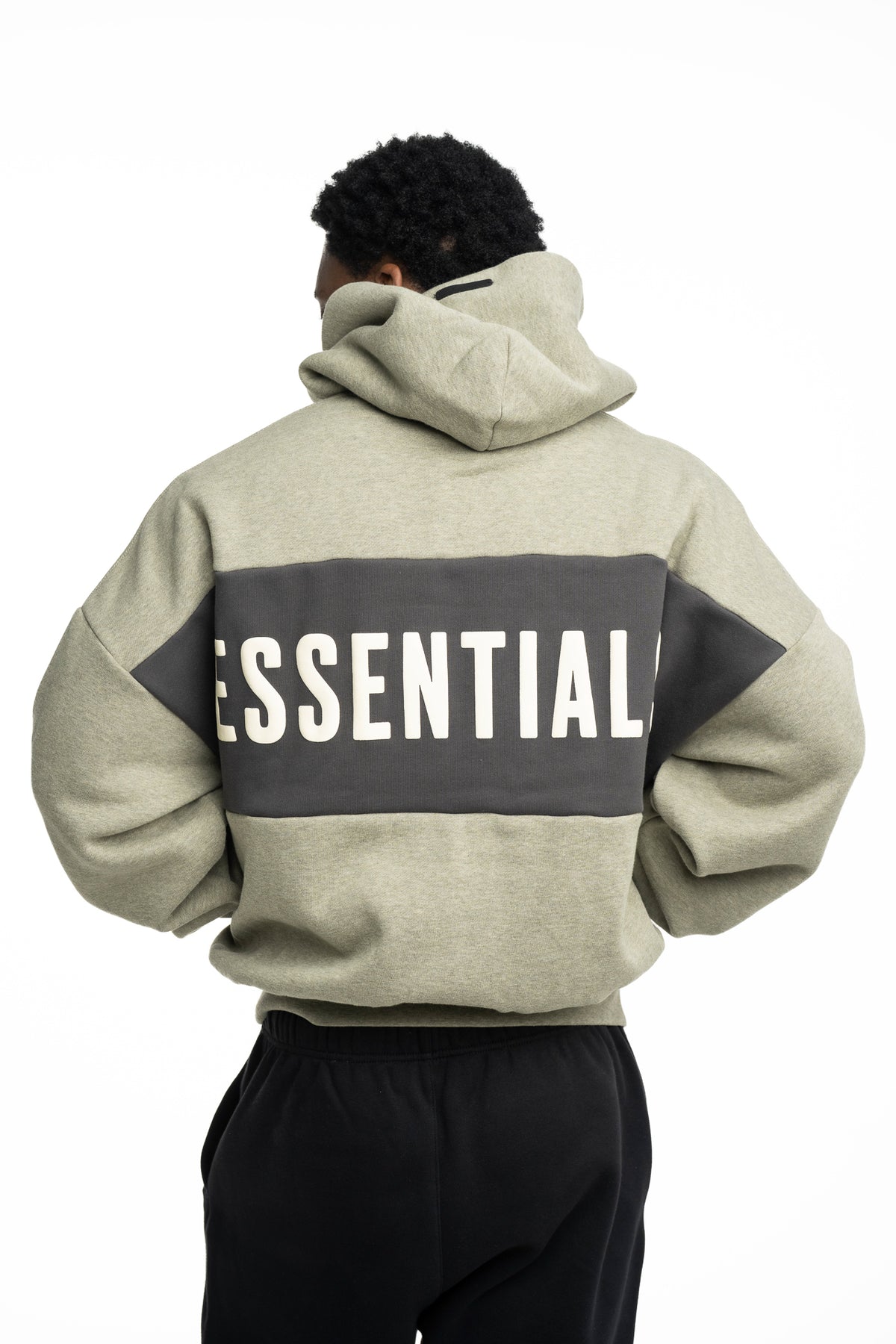 Essentials Fear Of God Men's Cropped Relaxed Hoodie | RW002830135-Seal Heather/Iron Grey