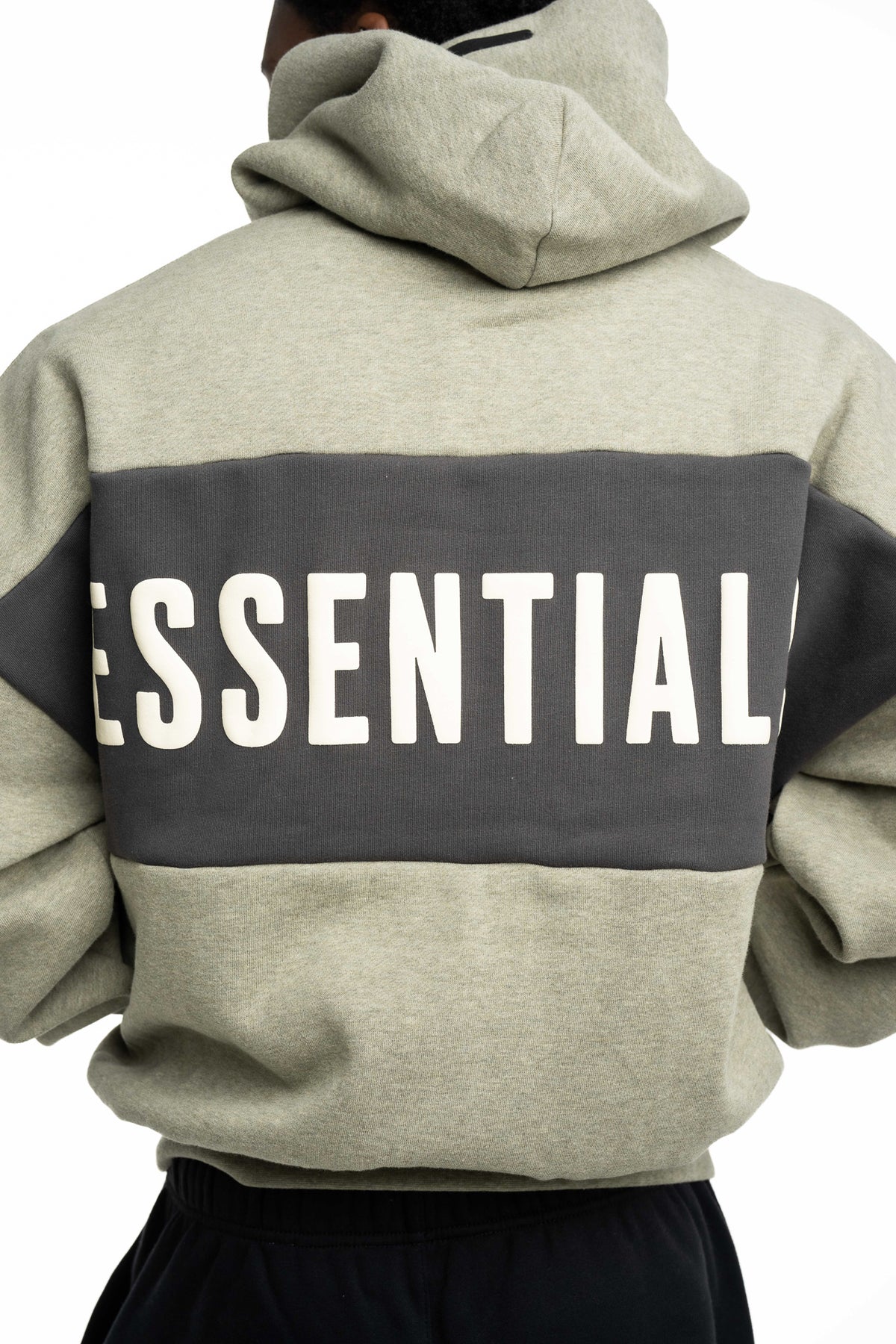 Essentials Fear Of God Men's Cropped Relaxed Hoodie | RW002830135-Seal Heather/Iron Grey