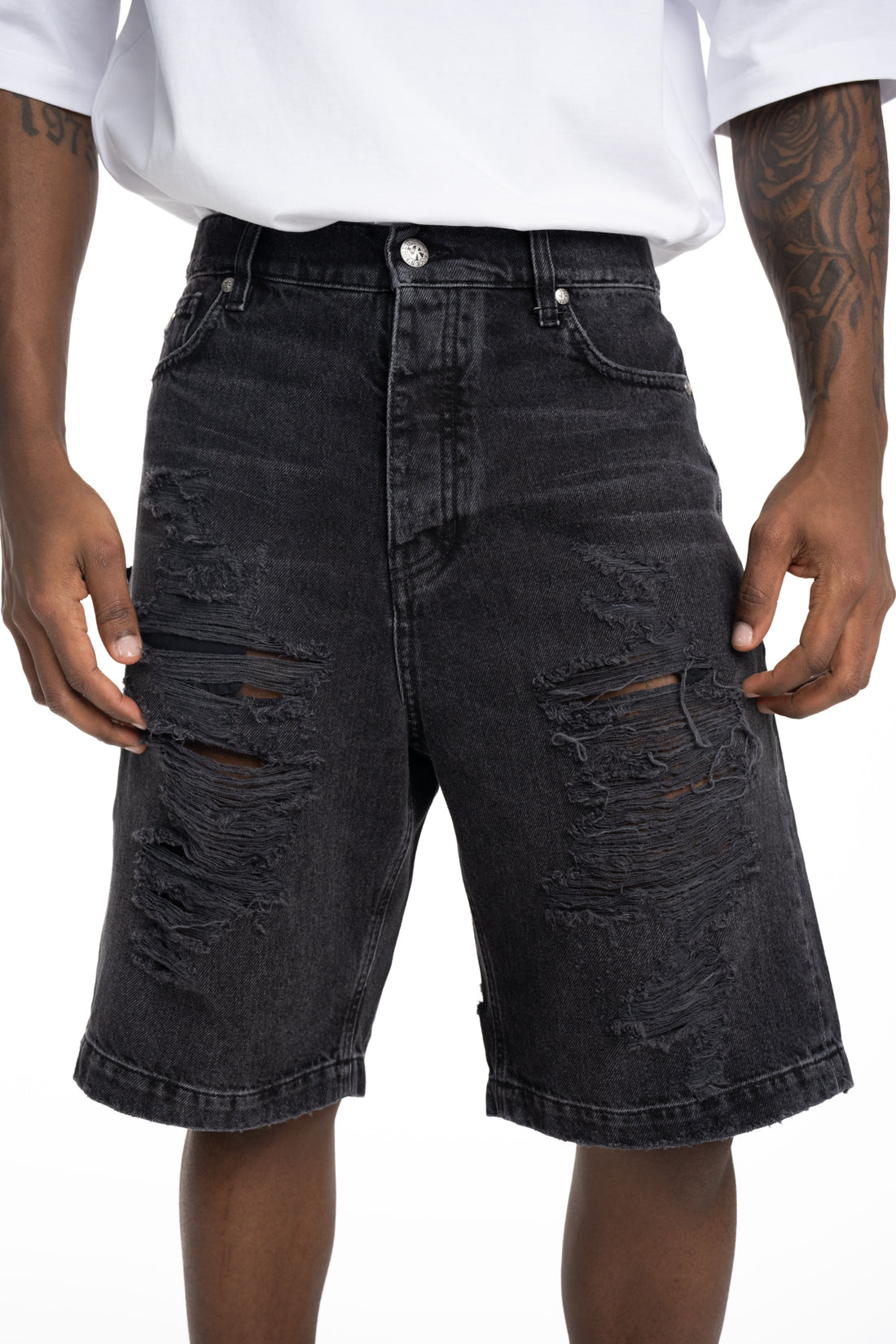 John Richmond Mens Bermuda Denim Omil | RMP26022BEI5-Black