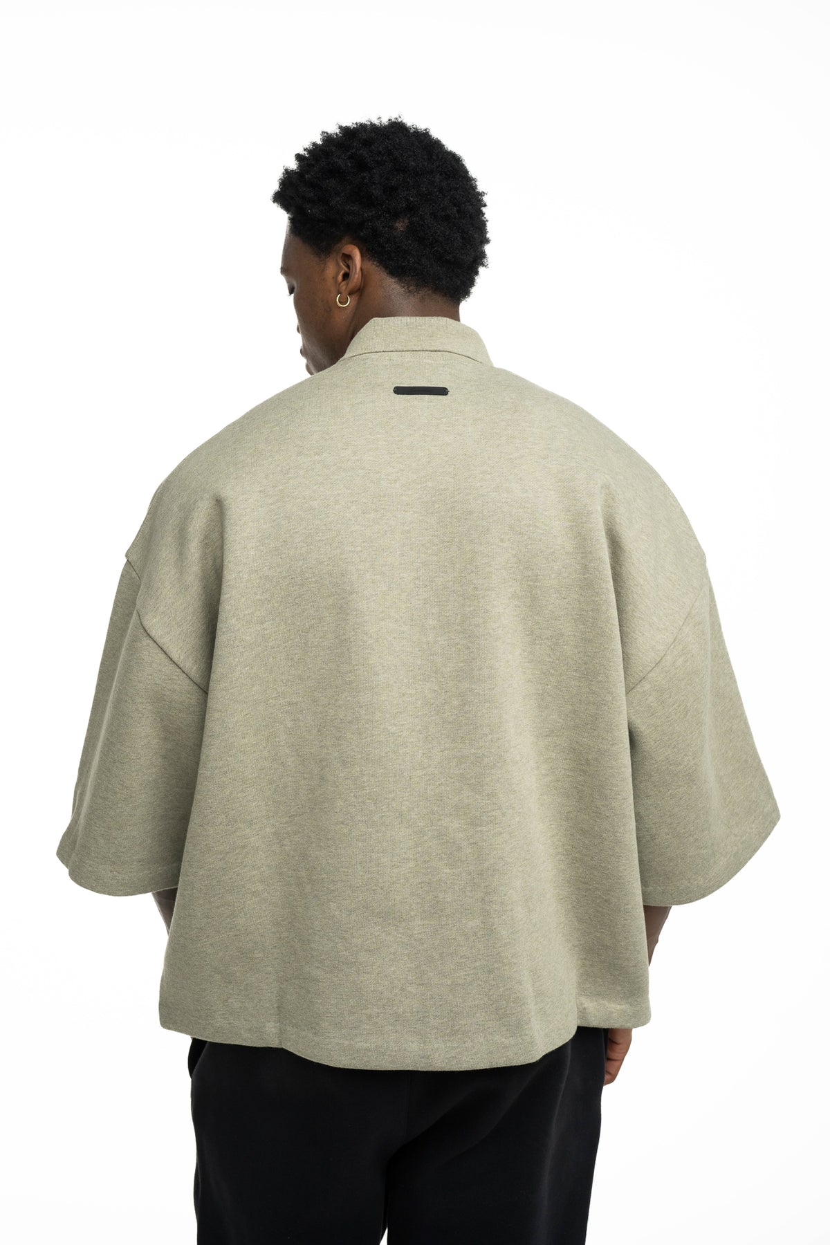 Essentials Fear Of God Men's Cropped Panelled Polo | RW002840135-Seal Heather/Iron Grey Heather