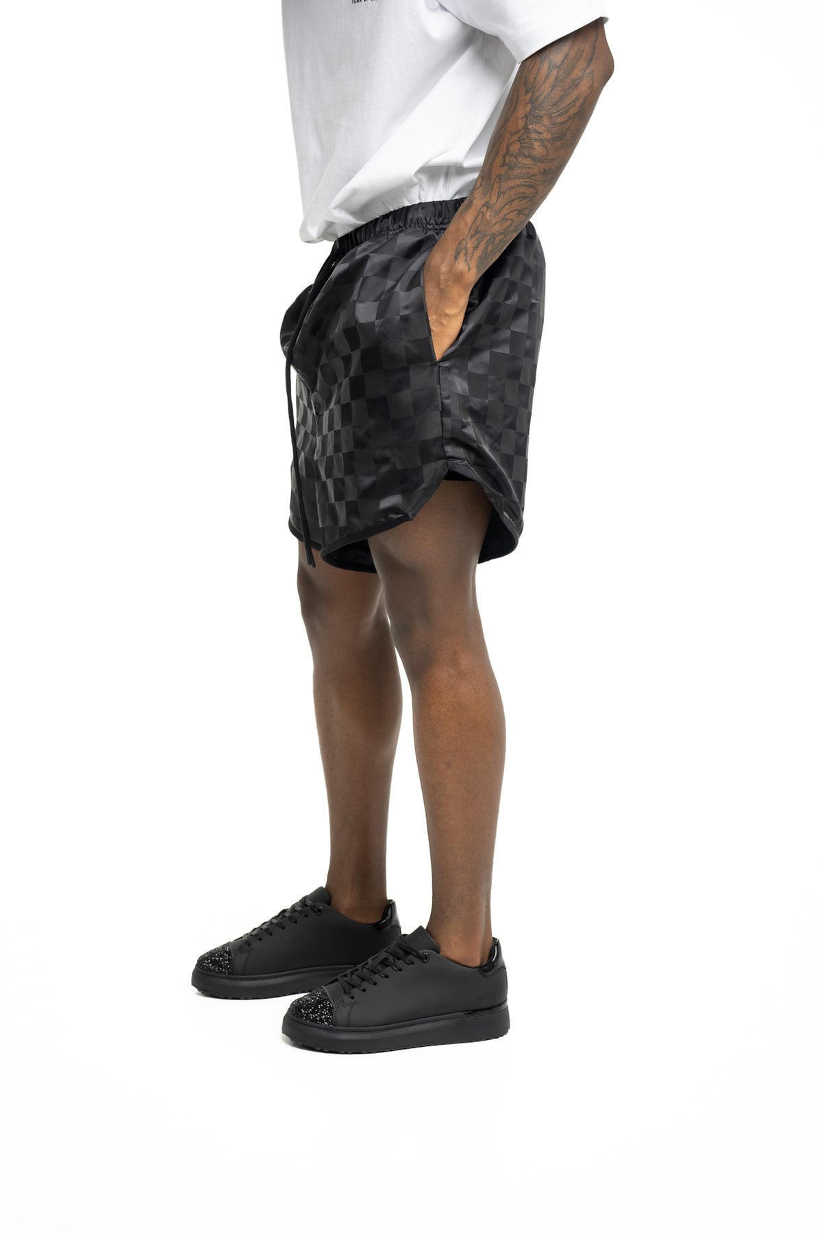 Essentials Fear Of God Men's Checkered Gym Short | RW003010031-Vintage Black