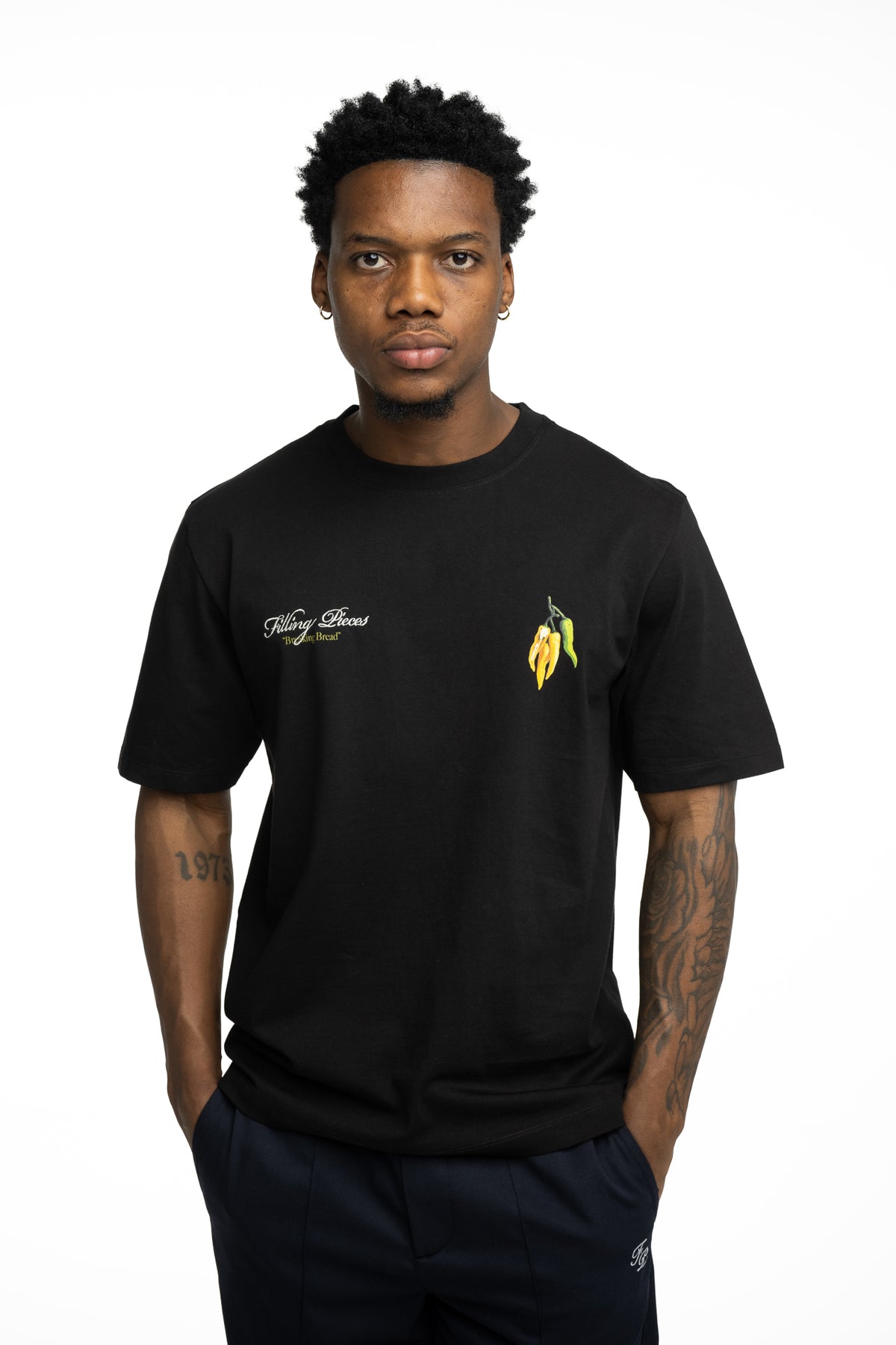 Filling Pieces Men's Pepper T Shirt Black | 412620500287-130
