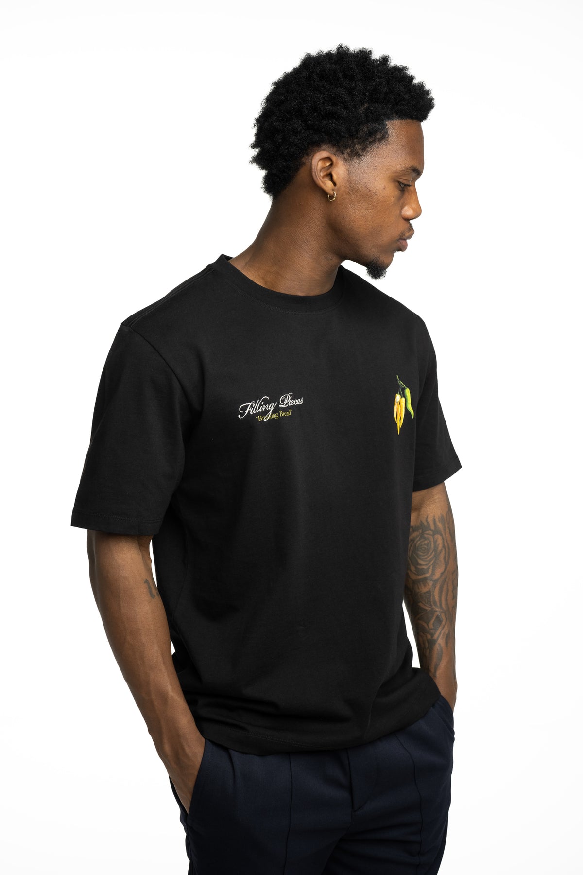Filling Pieces Men's Pepper T Shirt Black | 412620500287-130