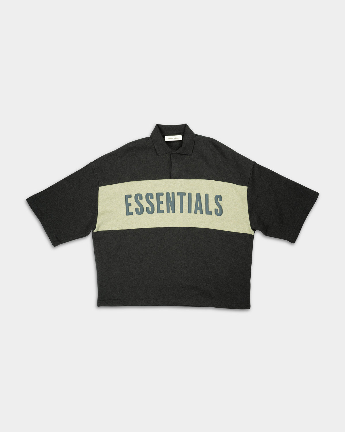 Essentials Fear Of God Men's Cropped Panelled Polo | RW002840120-Iron Grey Heather/Seal Heather