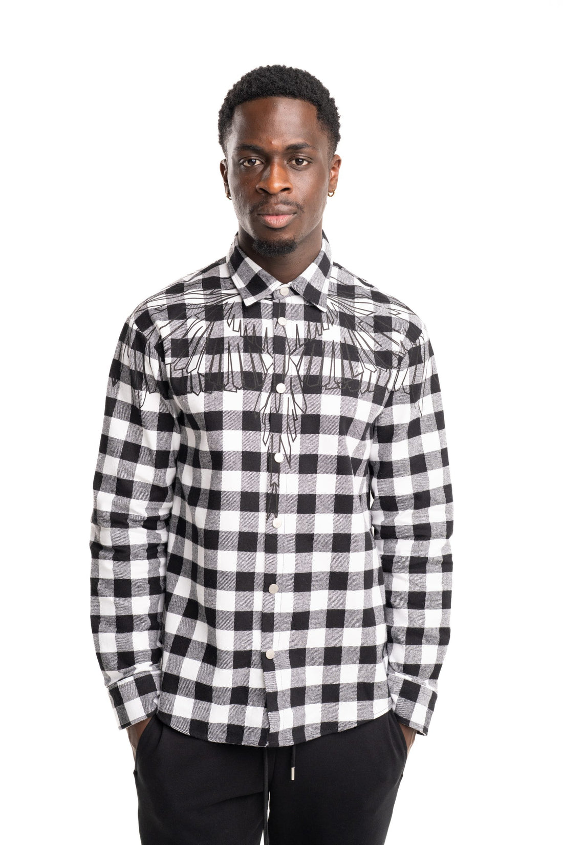 County Of Milan Men's Flanel Shirt Off White/Black |F5CAMAS1032-002/13