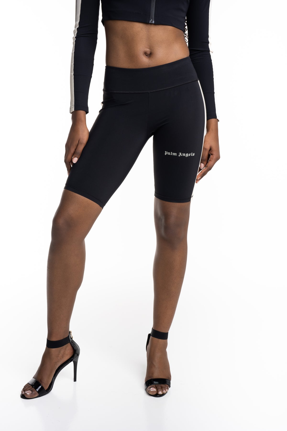 Palm Angels Womens Classic Logo Track Cyclist Shorts | PWVH003S26FAB001-1003