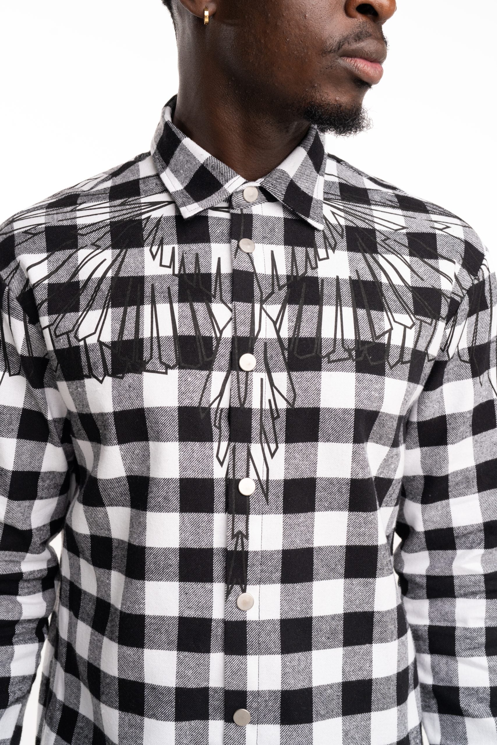 County Of Milan Men's Flanel Shirt Off White/Black |F5CAMAS1032-002/13