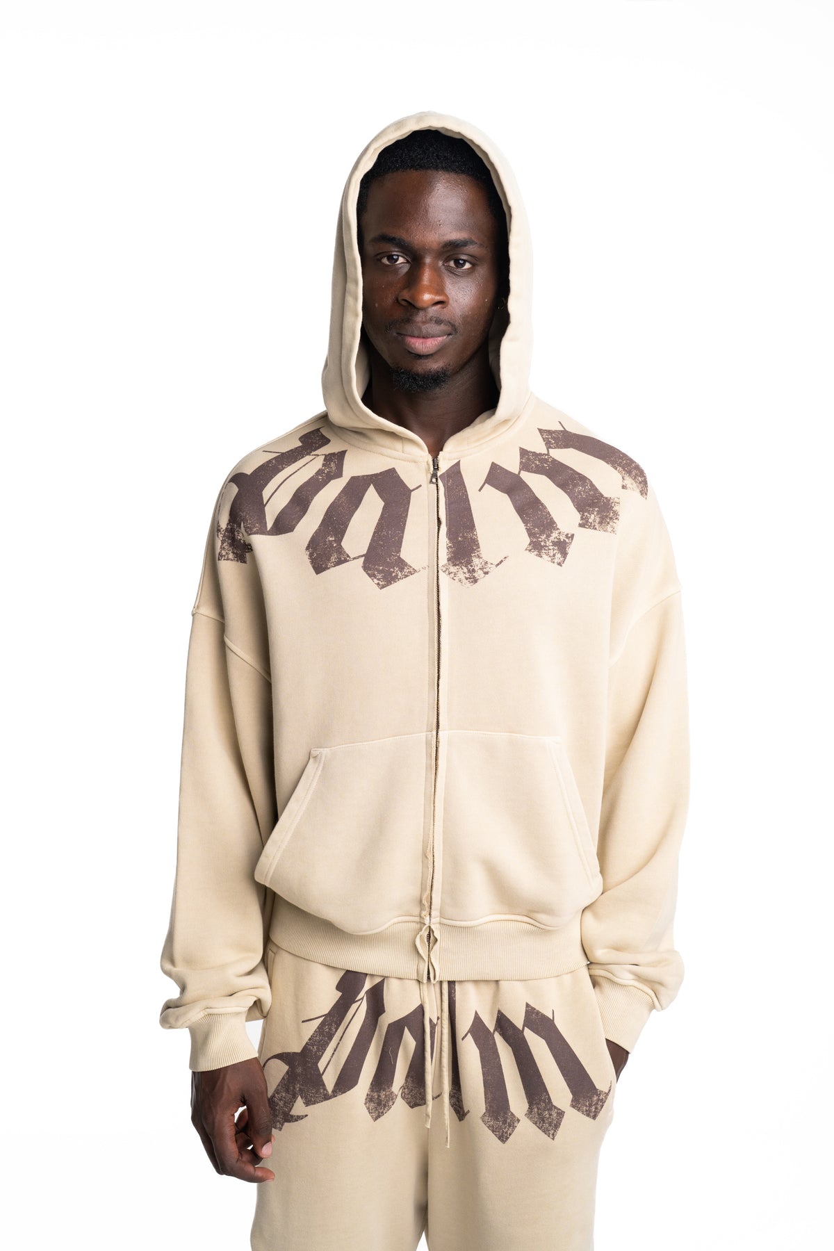 (Core) Palm Angels Men's Big Neck Logo Zip Loose Hoodie | PMBE02FS26FLE001-6160