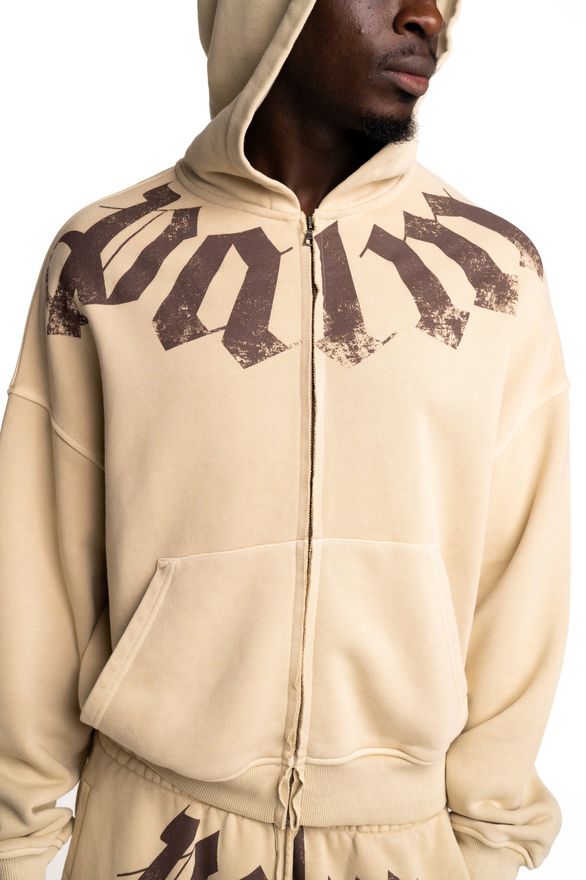 (Core) Palm Angels Men's Big Neck Logo Zip Loose Hoodie | PMBE02FS26FLE001-6160