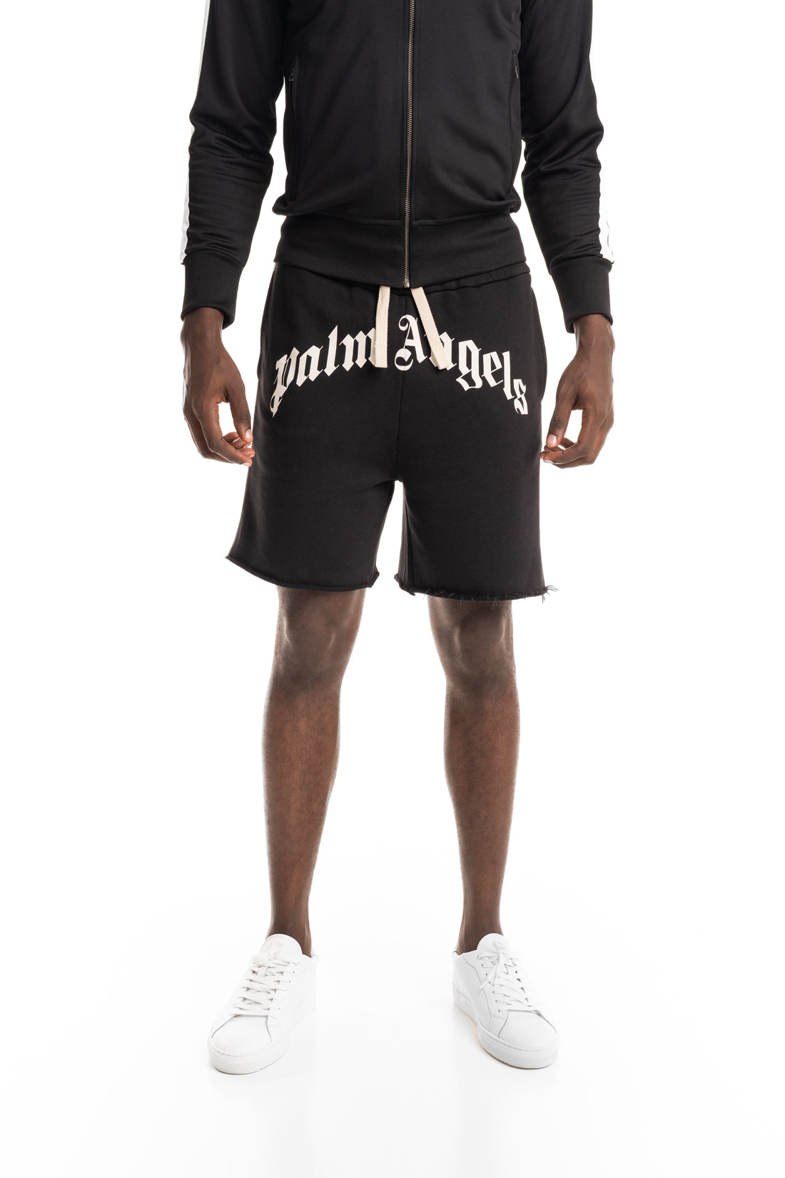 Palm Angels Men's Curved Logo Track Sweatshorts | PMCI02DS26FLE001-1003