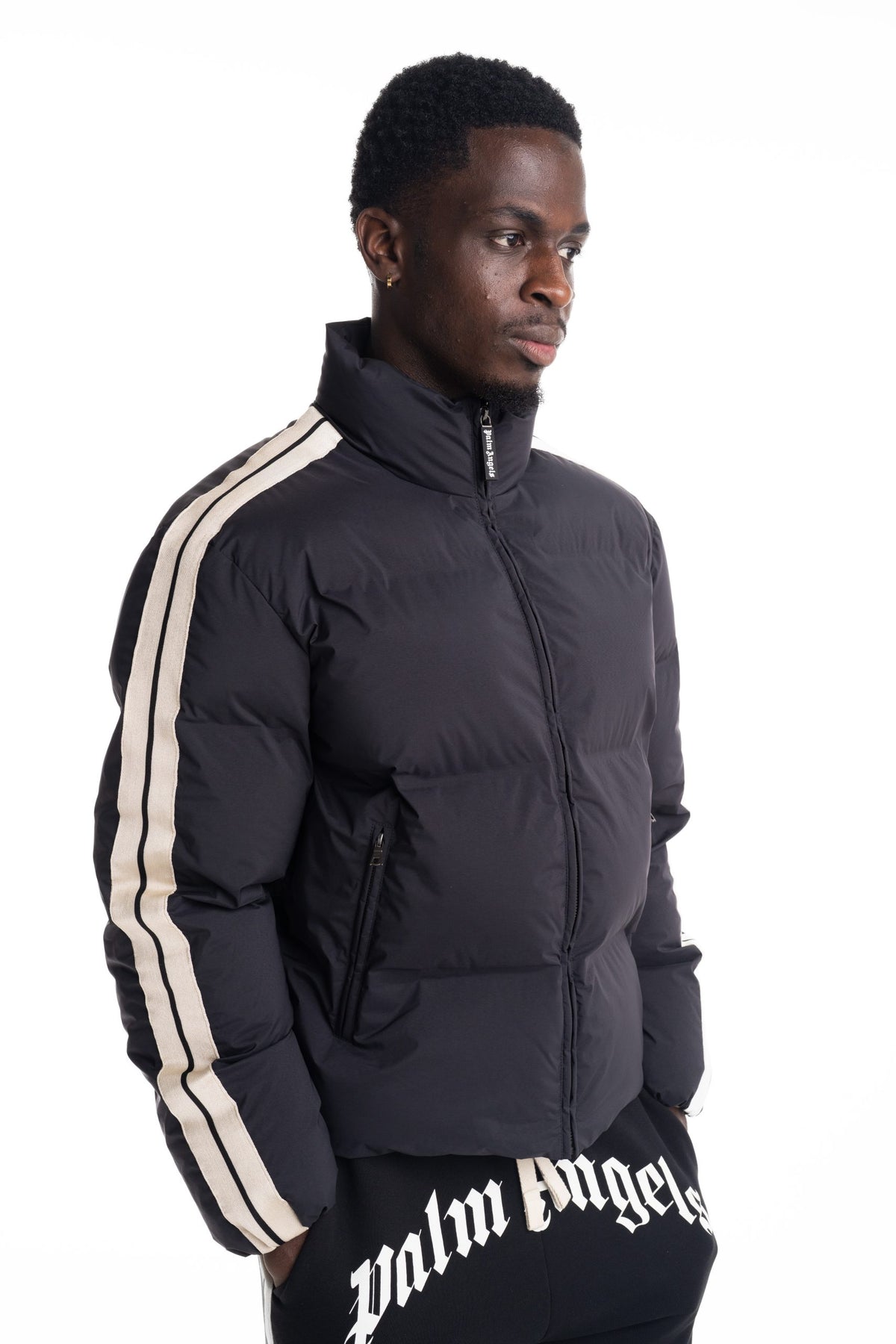 Palm Angels Men's Classic Logo Track Down Jacket | PMED057S26FAB002-100A