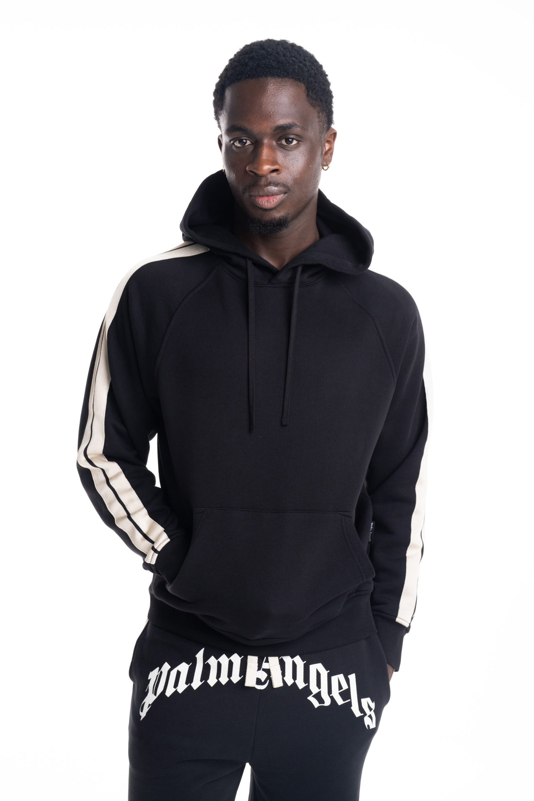 Palm Angels Men's Back Curved Logo Track Hoodie | PMBB17QS26FLE001-1003