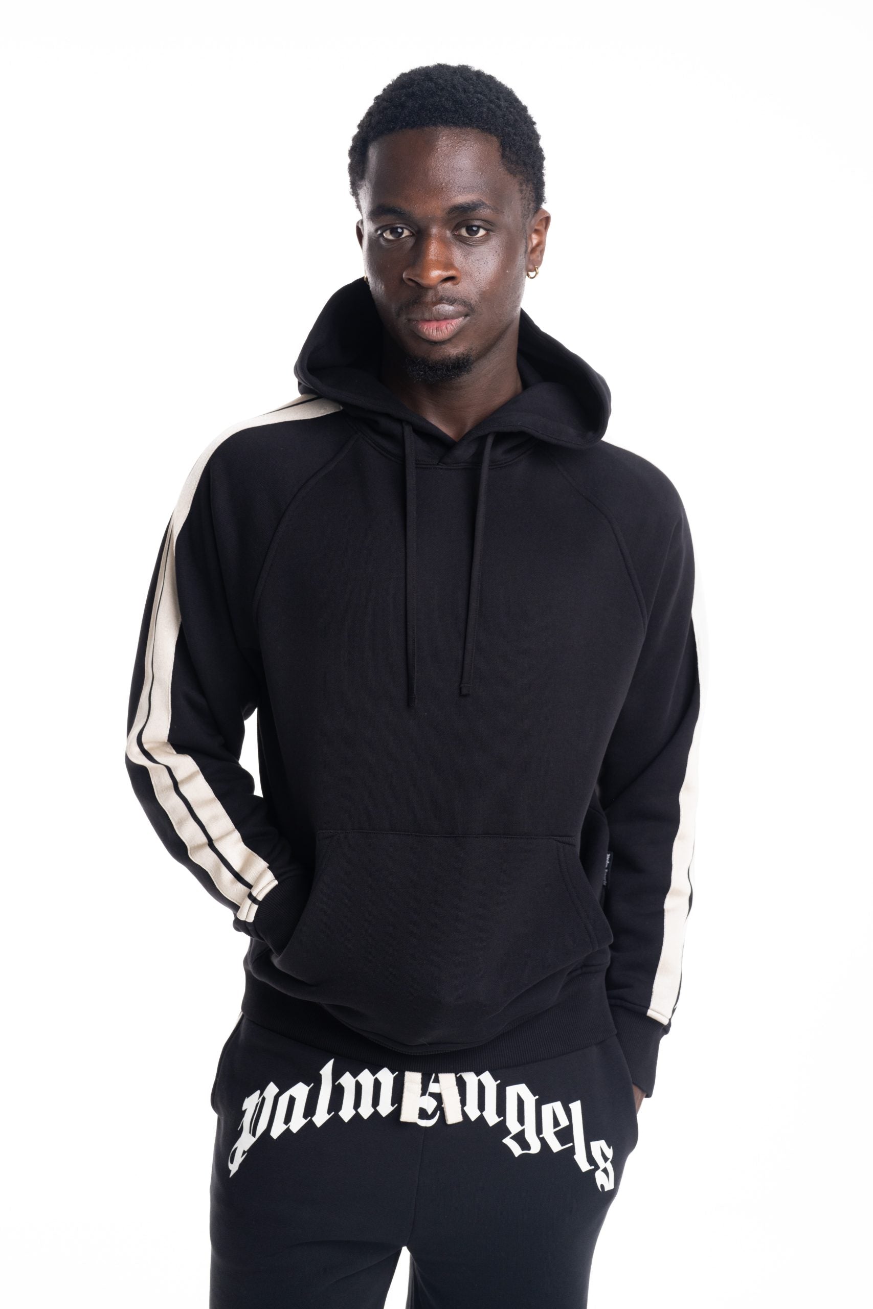 Palm Angels Men's Back Curved Logo Track Hoodie | PMBB17QS26FLE001-1003