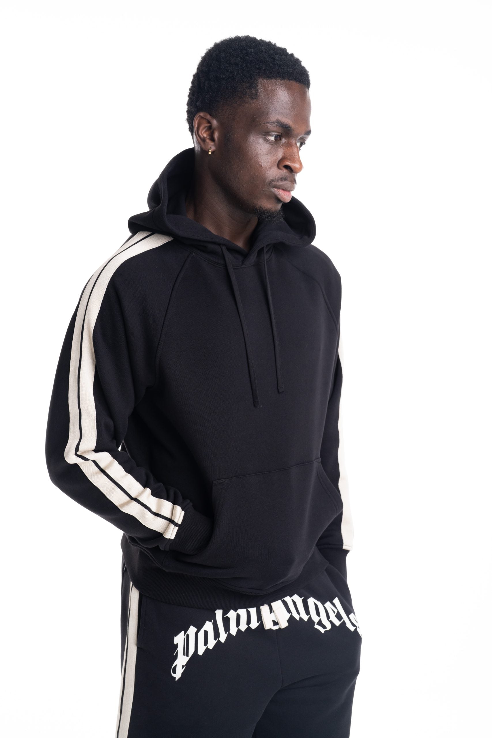 Palm Angels Men's Back Curved Logo Track Hoodie | PMBB17QS26FLE001-1003