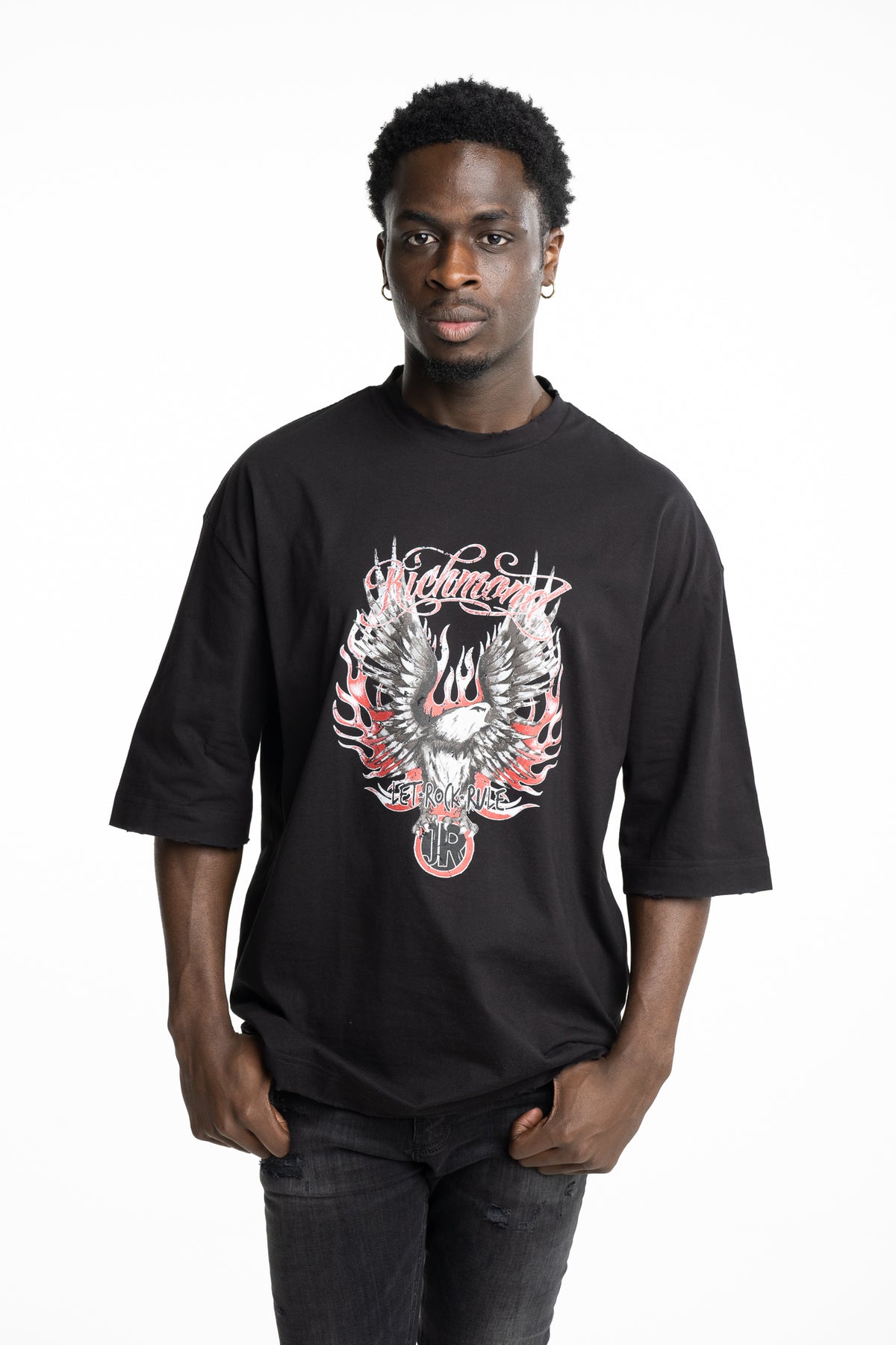 John Richmond Mens T Shirt Epali (Regular) | RMP26100TSMT-Black