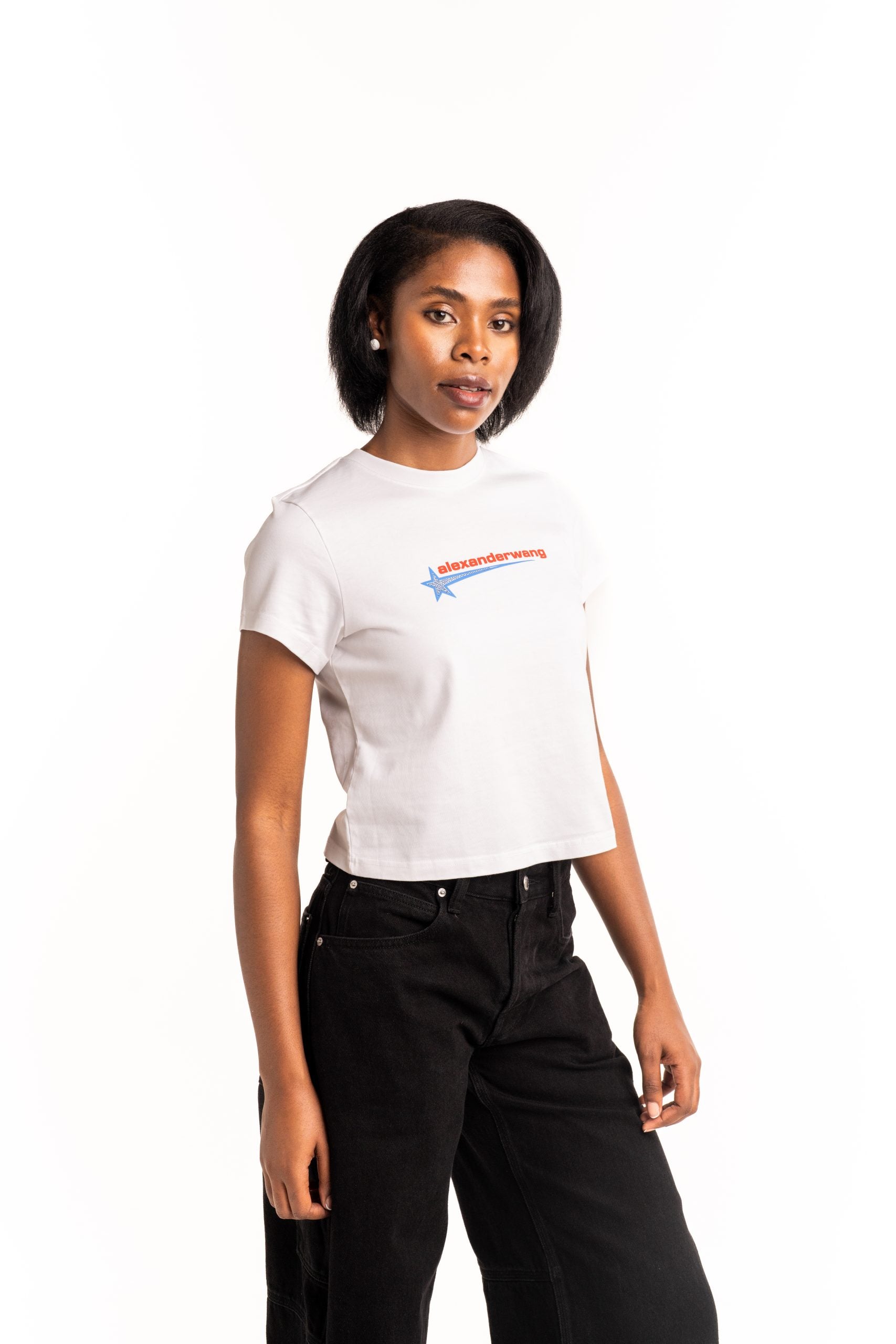 Alexander Wang Shrunken T Shirt w/Graphic White | 1CC4251155-100