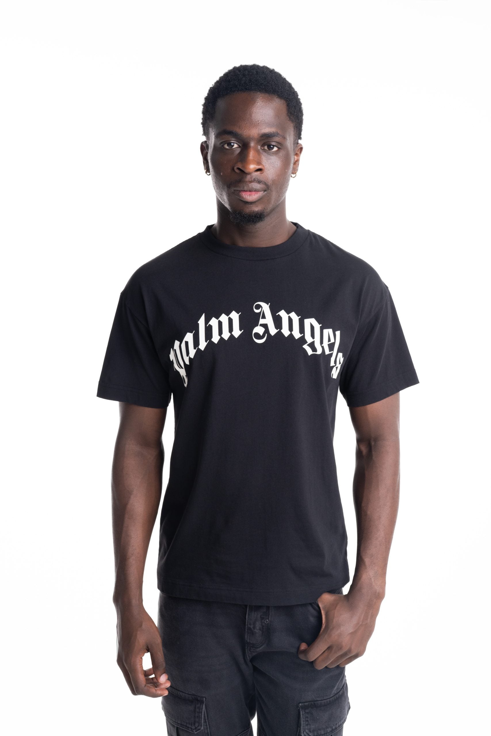 Palm Angels Men's Curved Logo Regular Tee | Hydraulics Stores