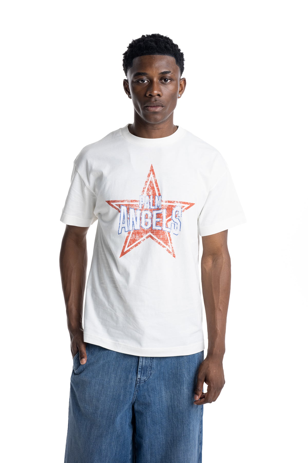 Palm Angels Men's Big Star Logo T Shirt | PMAAT01J99WI-0140