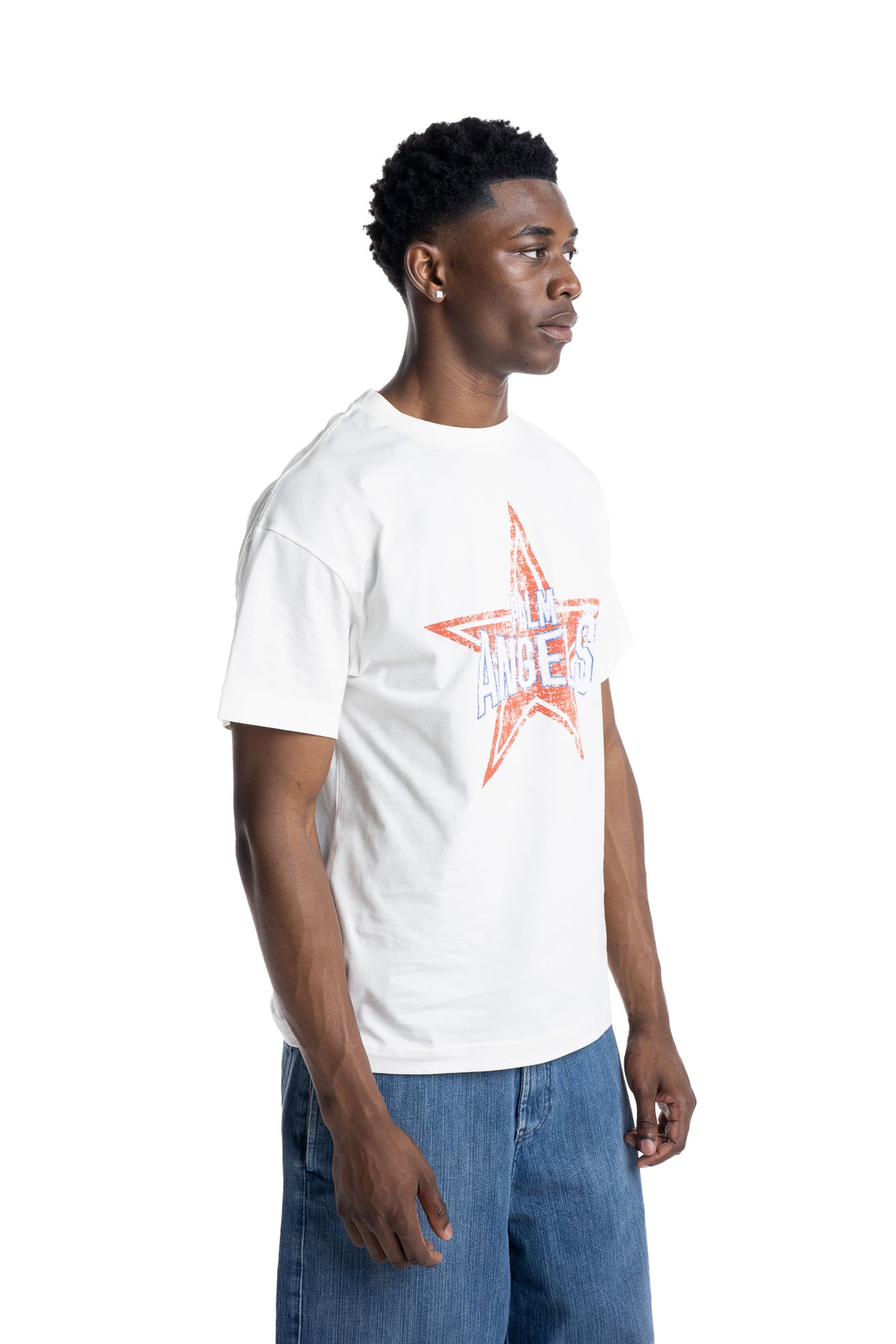 Palm Angels Men's Big Star Logo T Shirt | PMAAT01J99WI-0140