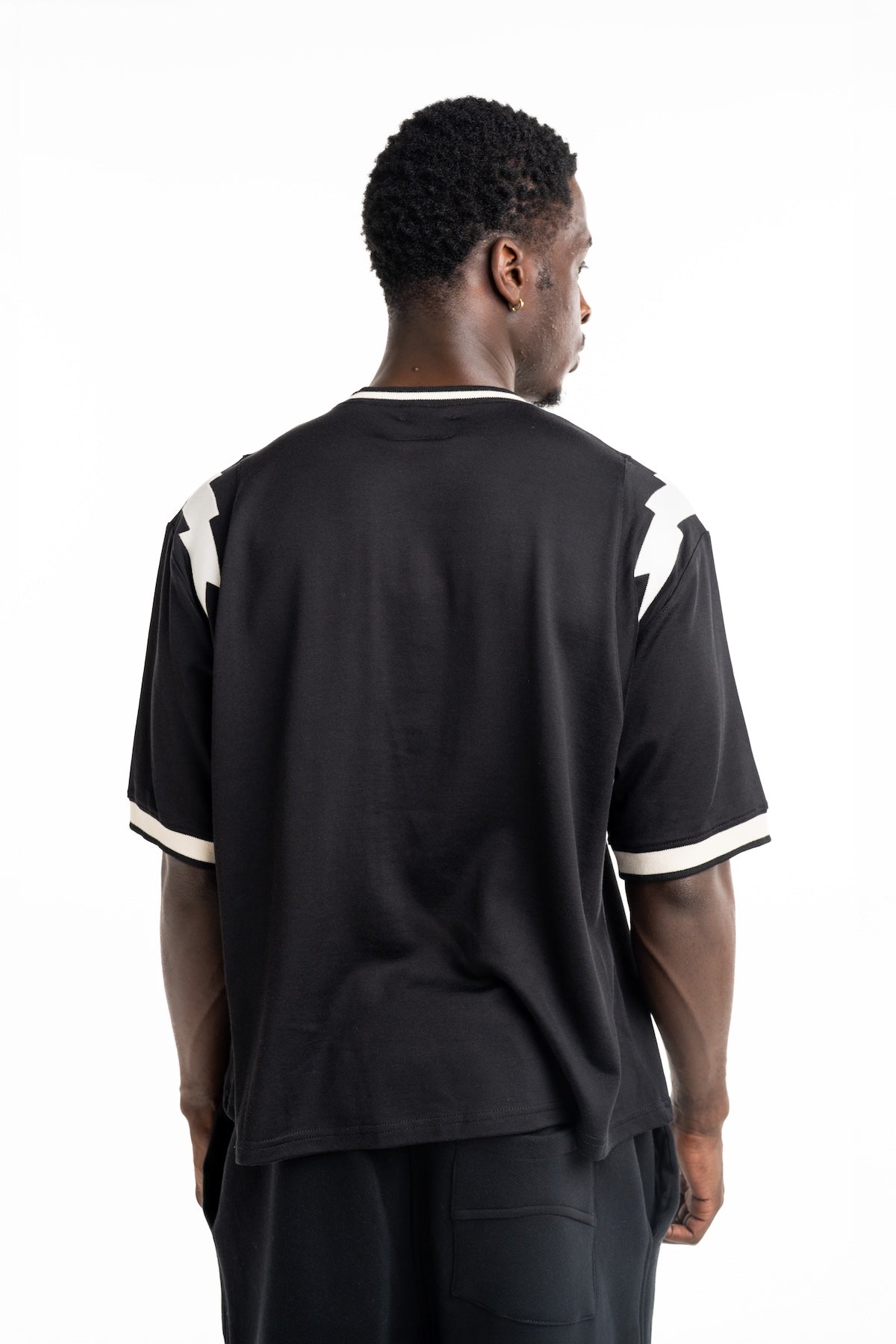Rhude Men's Logo Lightning Ringer Tee Black/White | RHFW25TT01729-3028