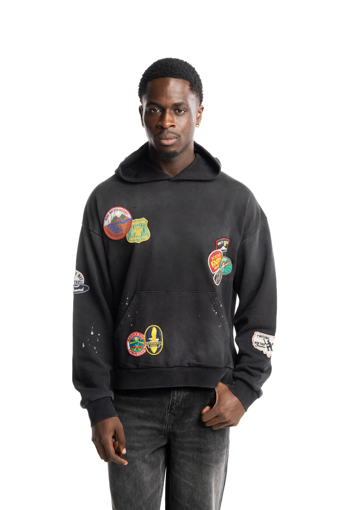 Found Men's Assorted Patchwork Hoodie Vintage Black | FOSS26HO06012-0027