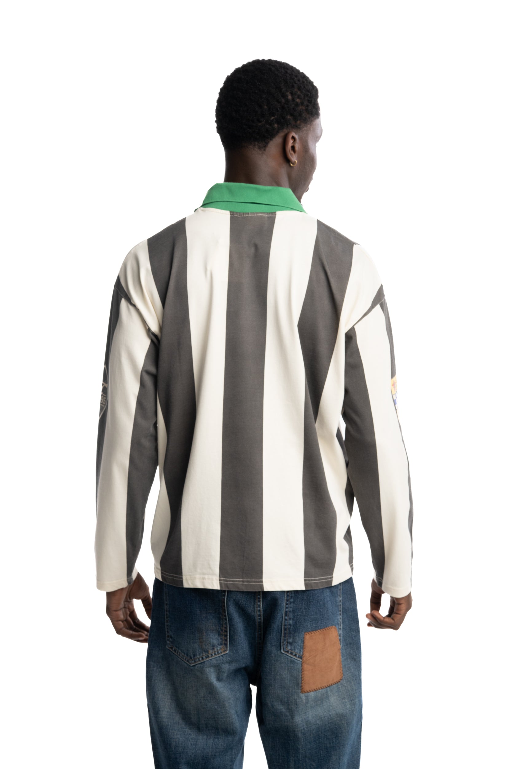 Found Men's Striped Sport LS Jersey Faded Black/Off White | FOSS26TT01012-6357