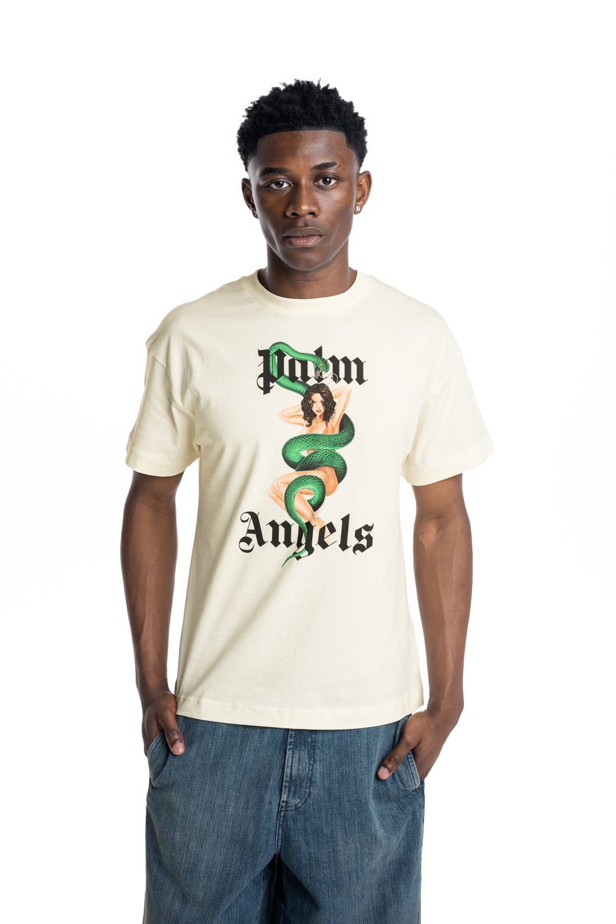 Palm Angels Men's Pin Up Logo T Shirt | PMAAT01J99WK-0L60