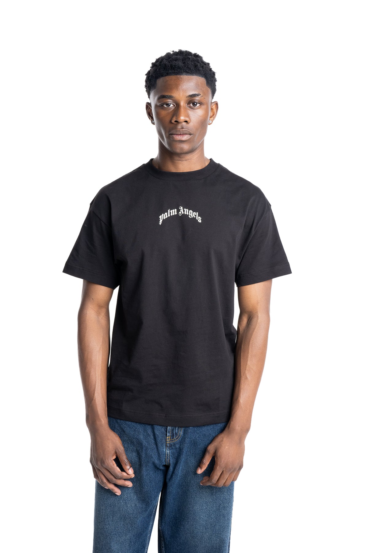 Palm Angels Men's Double Curved Logo T Shirt | PMAAT01J99ZI-1001
