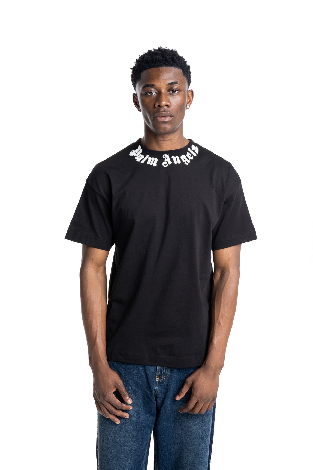 Palm Angels Men's Neck Logo Neon T Shirt | PMAAT01J99ZA-1001