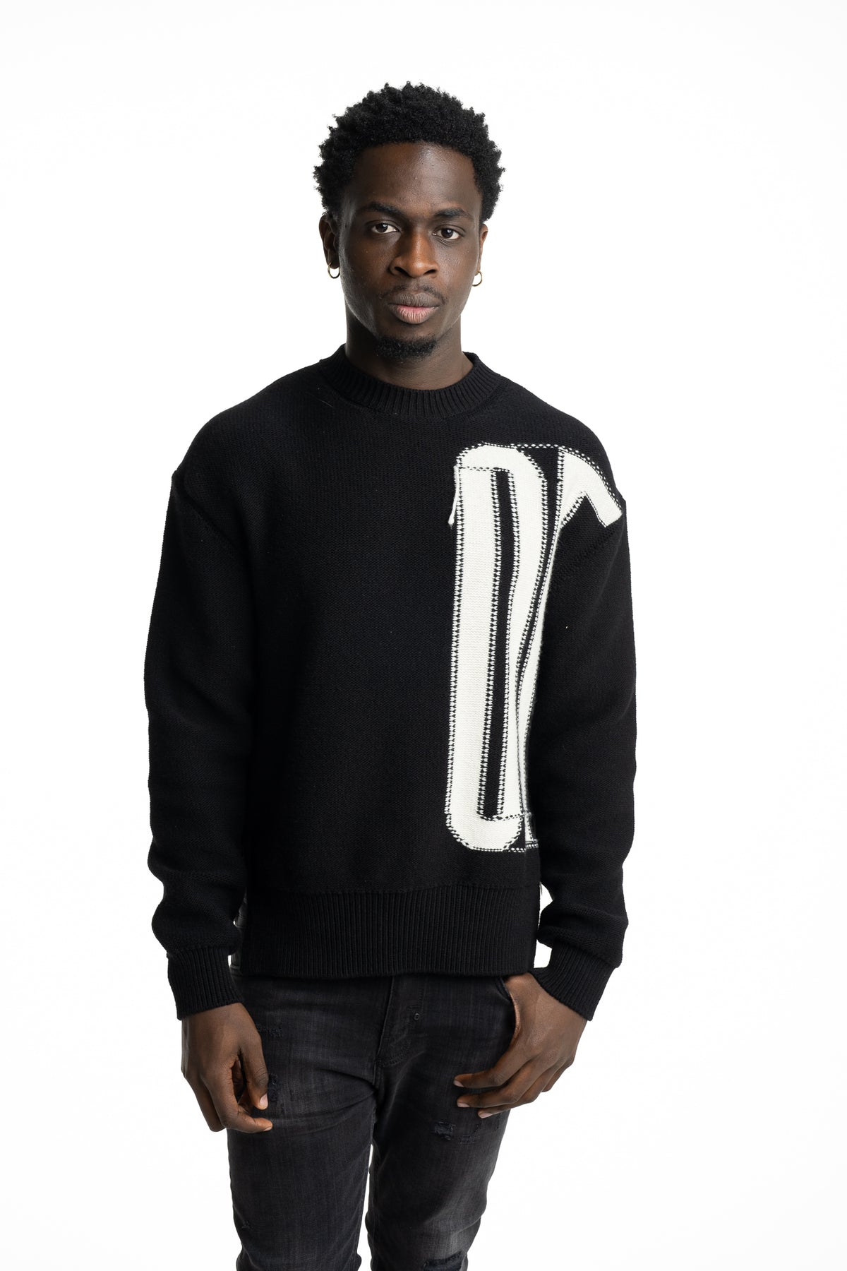 Off White Men's Biff Off Crewneck | 44MHE20LF5K001100B-Black/Ivory