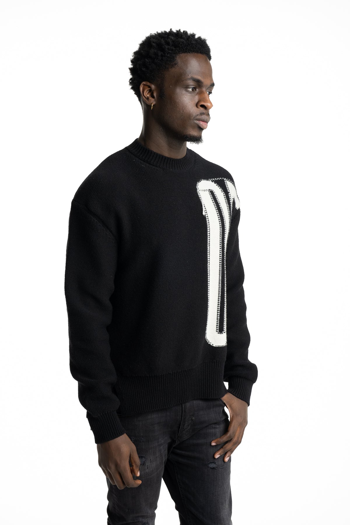 Off White Men's Biff Off Crewneck | 44MHE20LF5K001100B-Black/Ivory