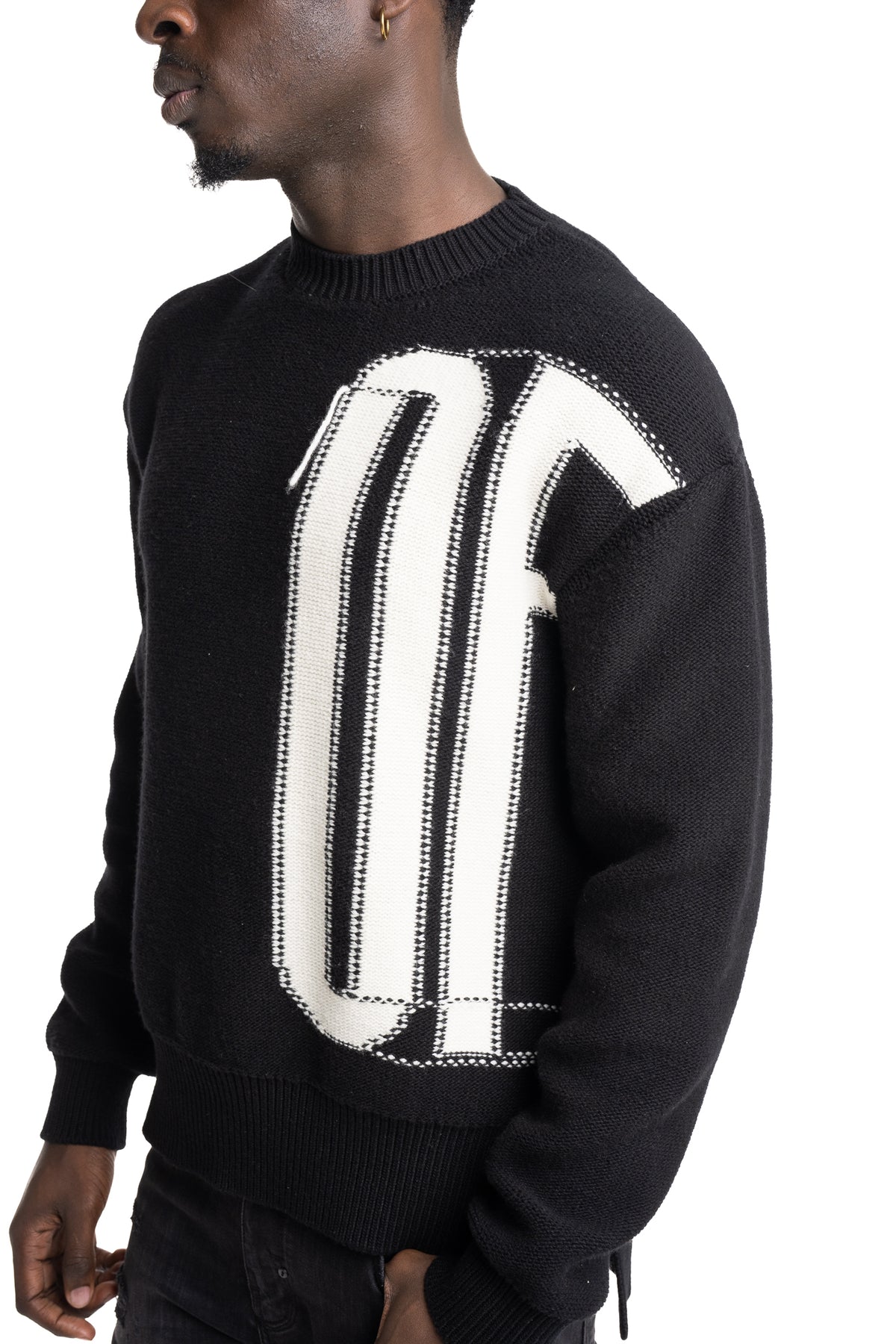 Off White Men's Biff Off Crewneck | 44MHE20LF5K001100B-Black/Ivory
