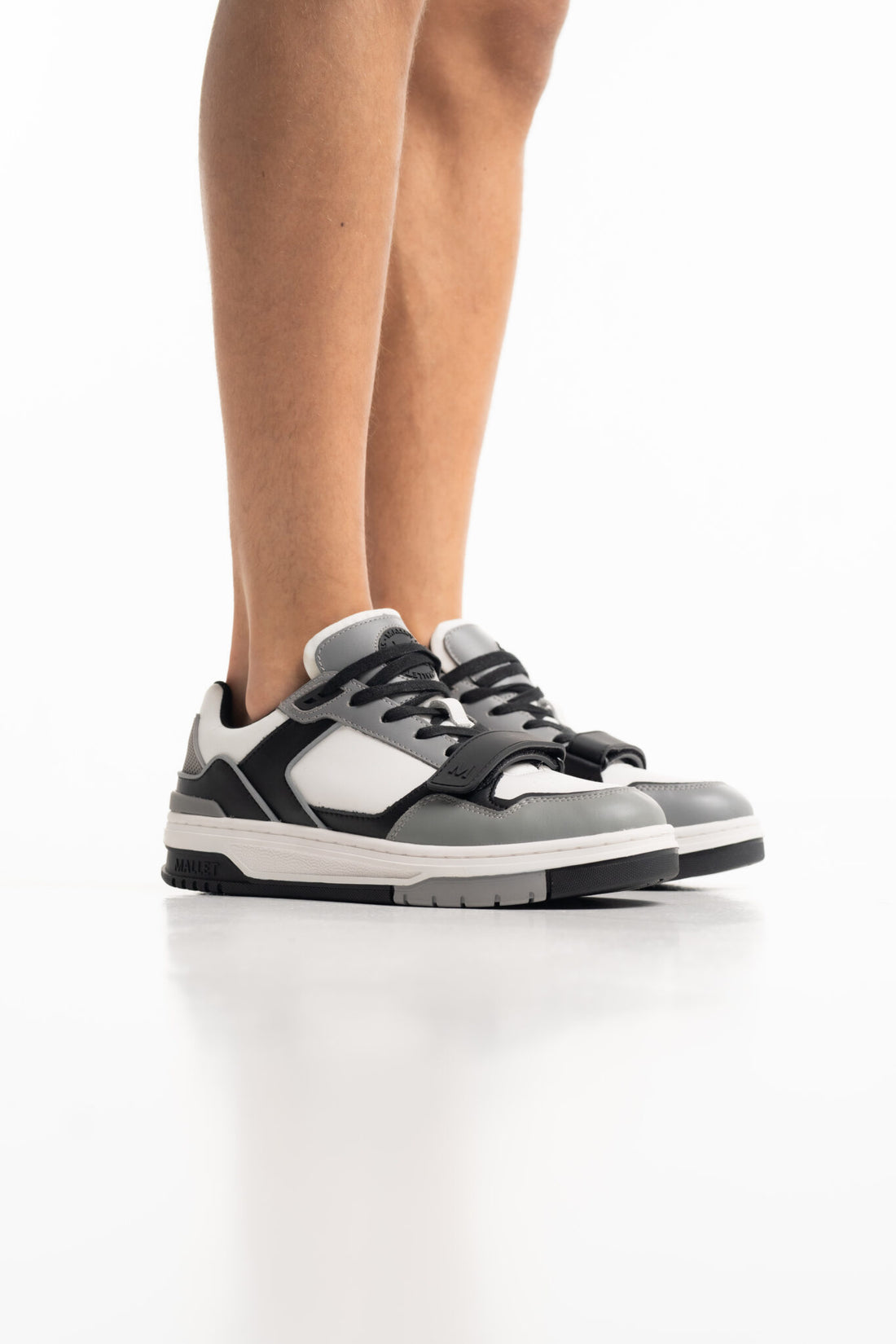 Mallet Men's Carlton Strap White Black Sneaker TE9025WHT BLK