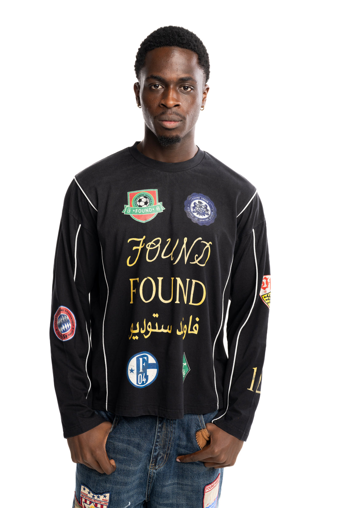 Found Men's Multi Language LS Jersey Vintage Black | FOSS26TT02012-0027