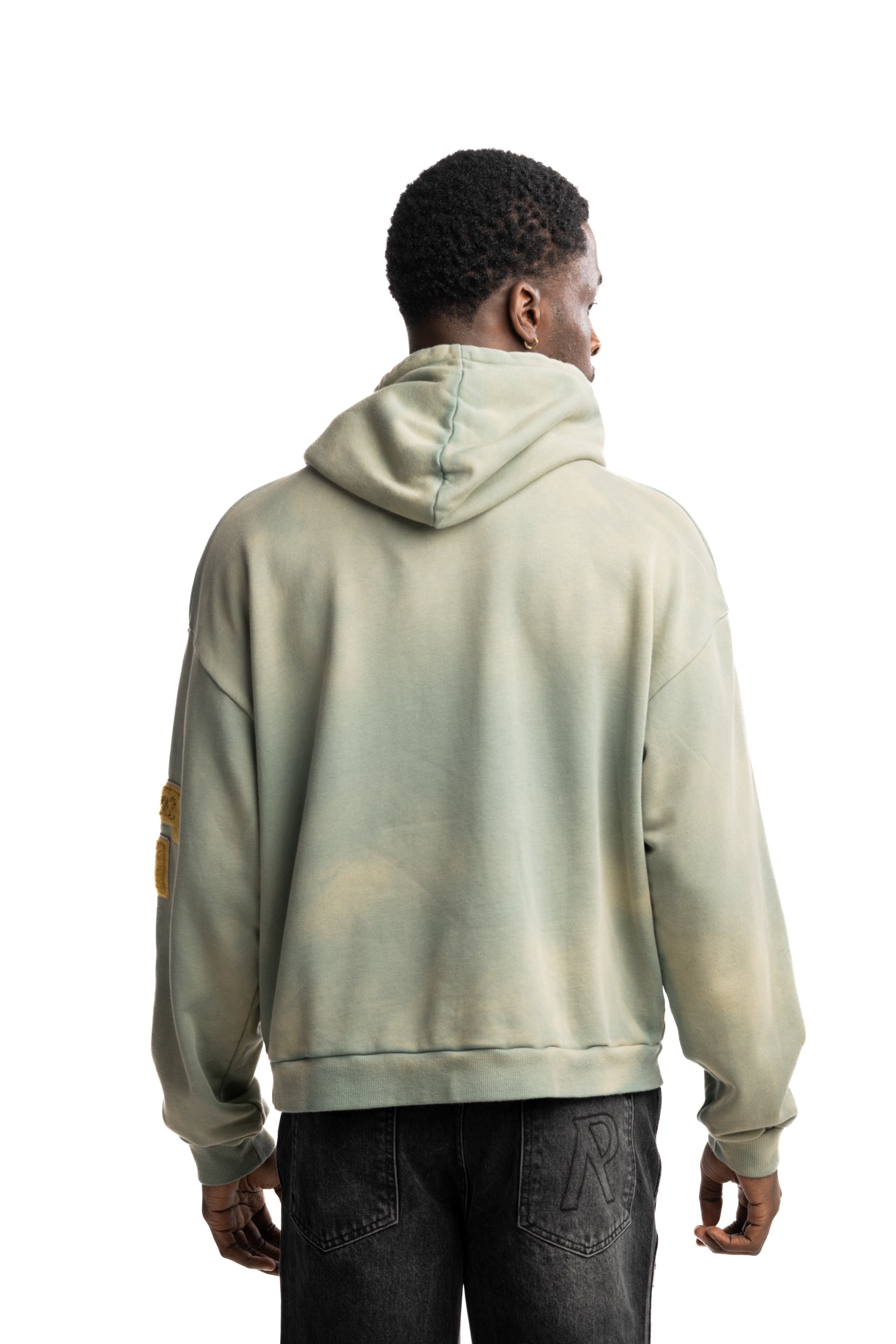 Found Men's Multi Patch Hoodie Washed Sage | FOSS26HO15012-0394