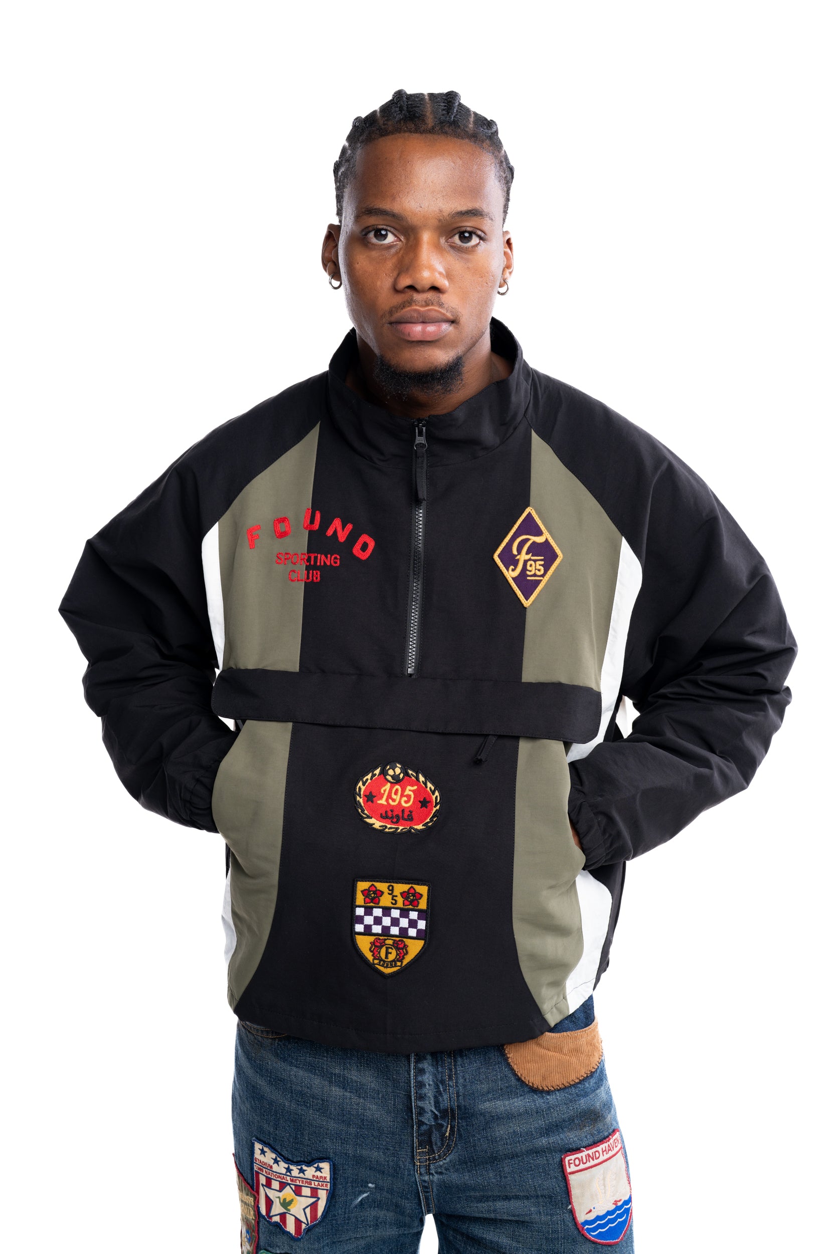 Found Men's Sporting Club Track Jacket Olive/Cream/Black | FOSS26JA01316-6353