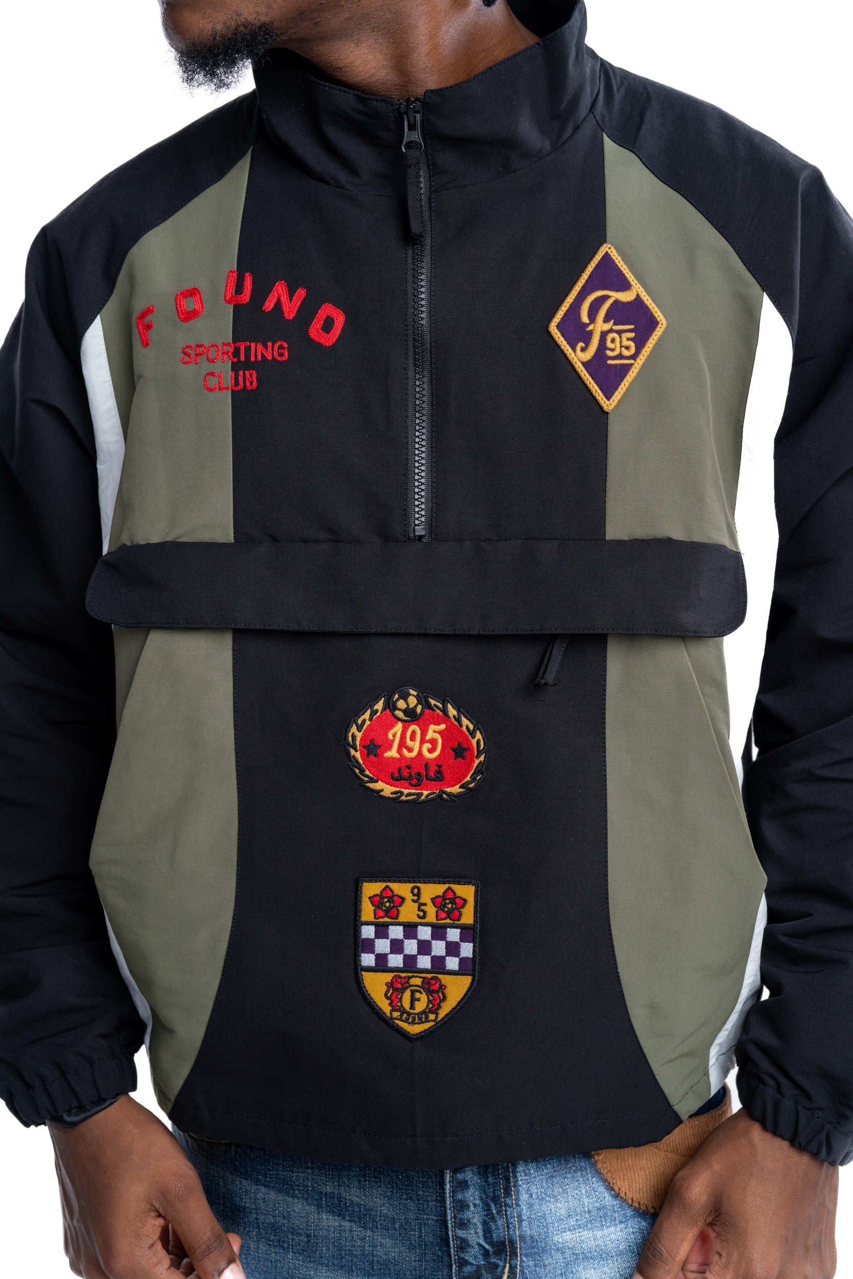 Found Men's Sporting Club Track Jacket Olive/Cream/Black | FOSS26JA01316-6353