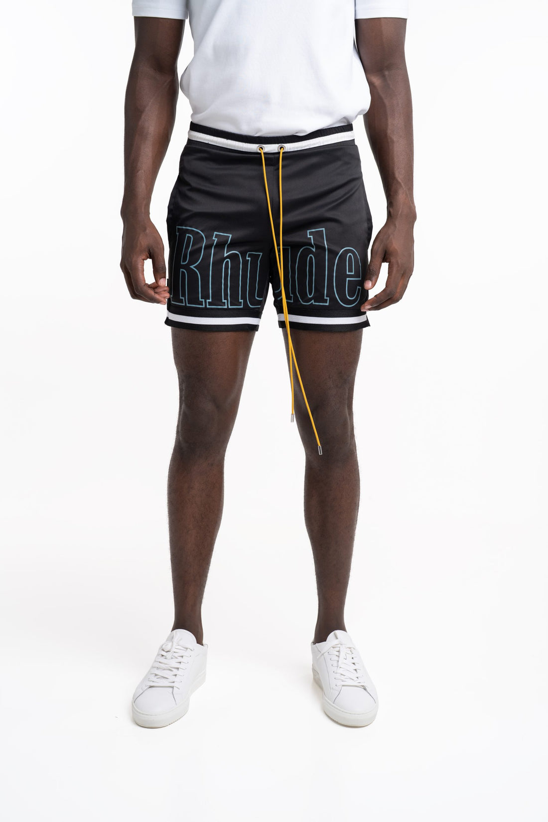Rhude Men's Logo Basketball Swim Shorts Black/White/Blue | RHPS25SH01005-0119