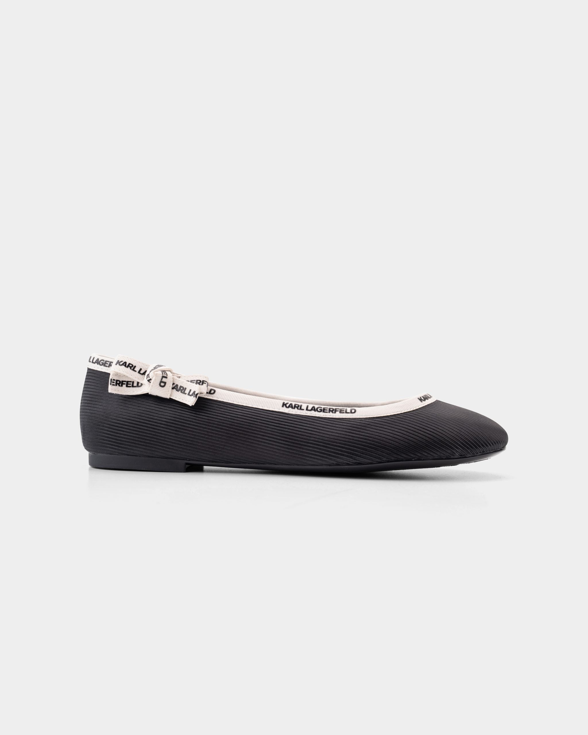 Karl Lagerfeld Ladies Karo Ribbon Collar Pump Black Nylon Textile