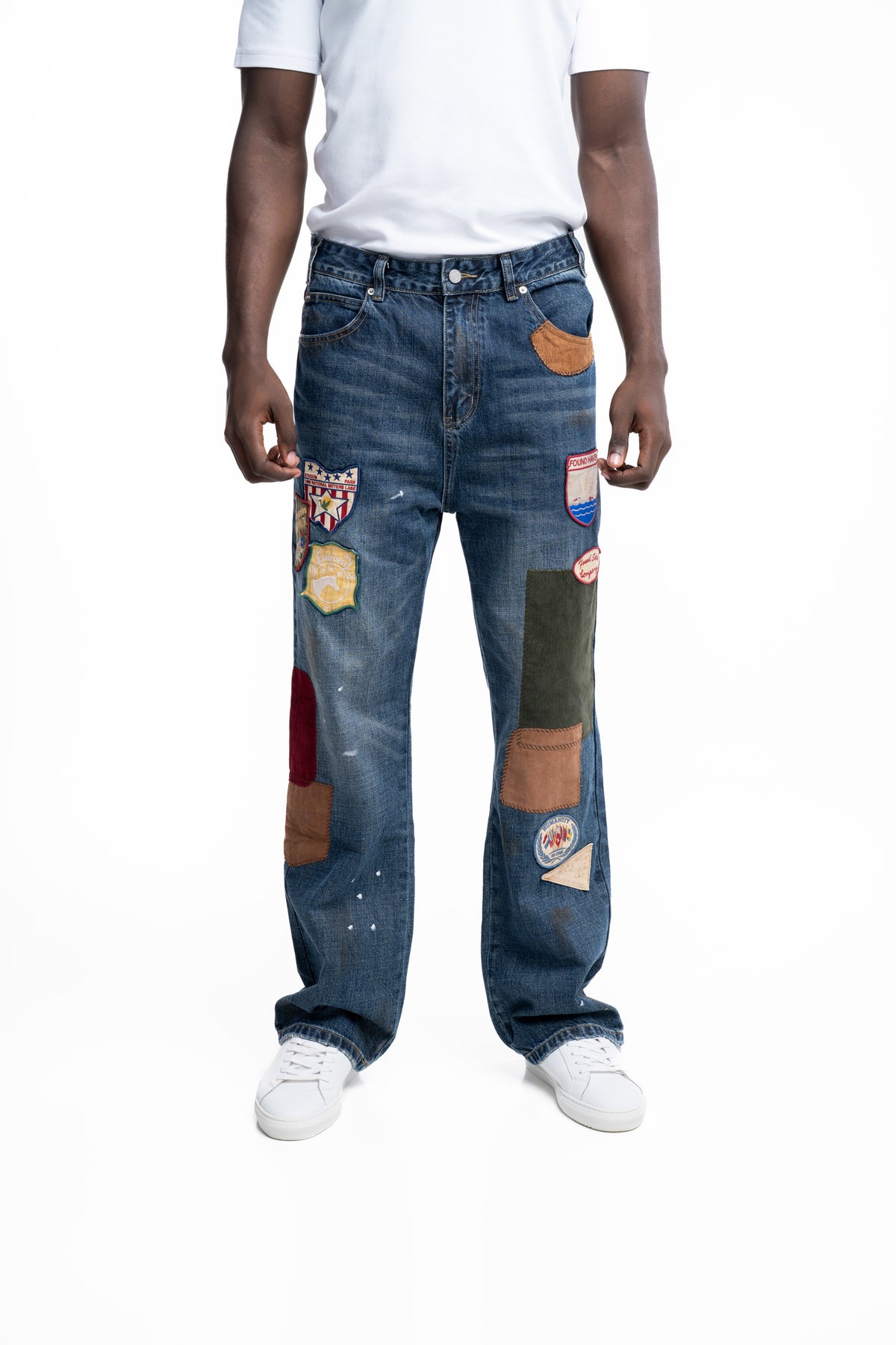 Found Men's Patchwork Jeans Vintage Blue | FOSS26DP05012-6327