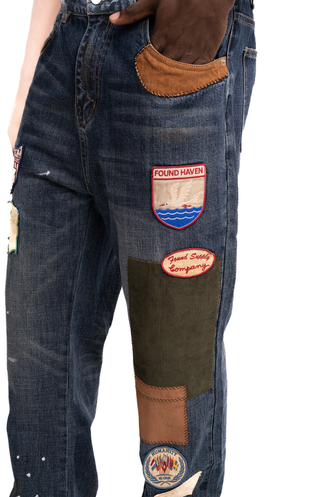 Found Men's Patchwork Jeans Vintage Blue | FOSS26DP05012-6327