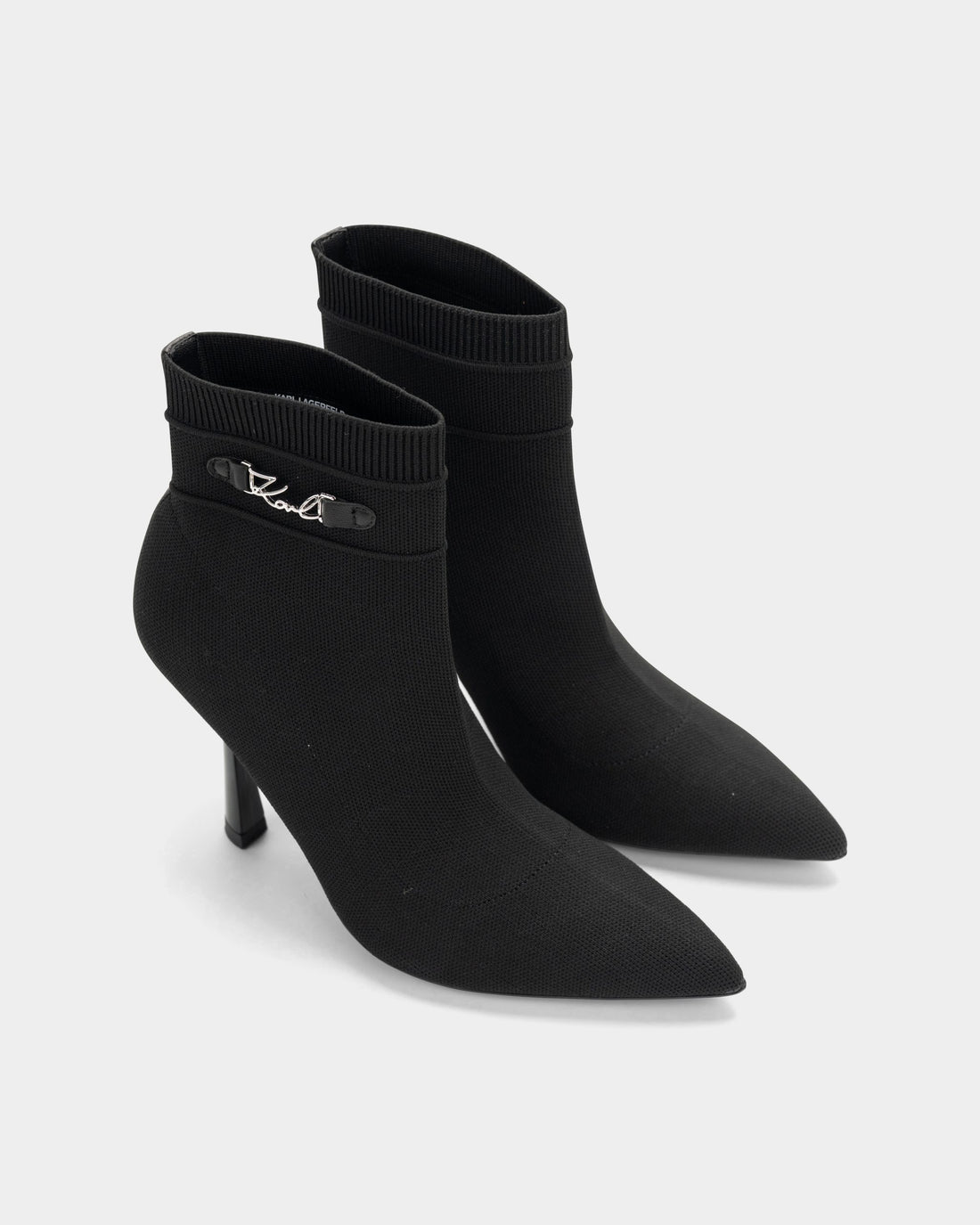 Karl Lagerfeld Ladies Pandara Stretch Ankle Boot Black Knit Textile | KL31346A-K00