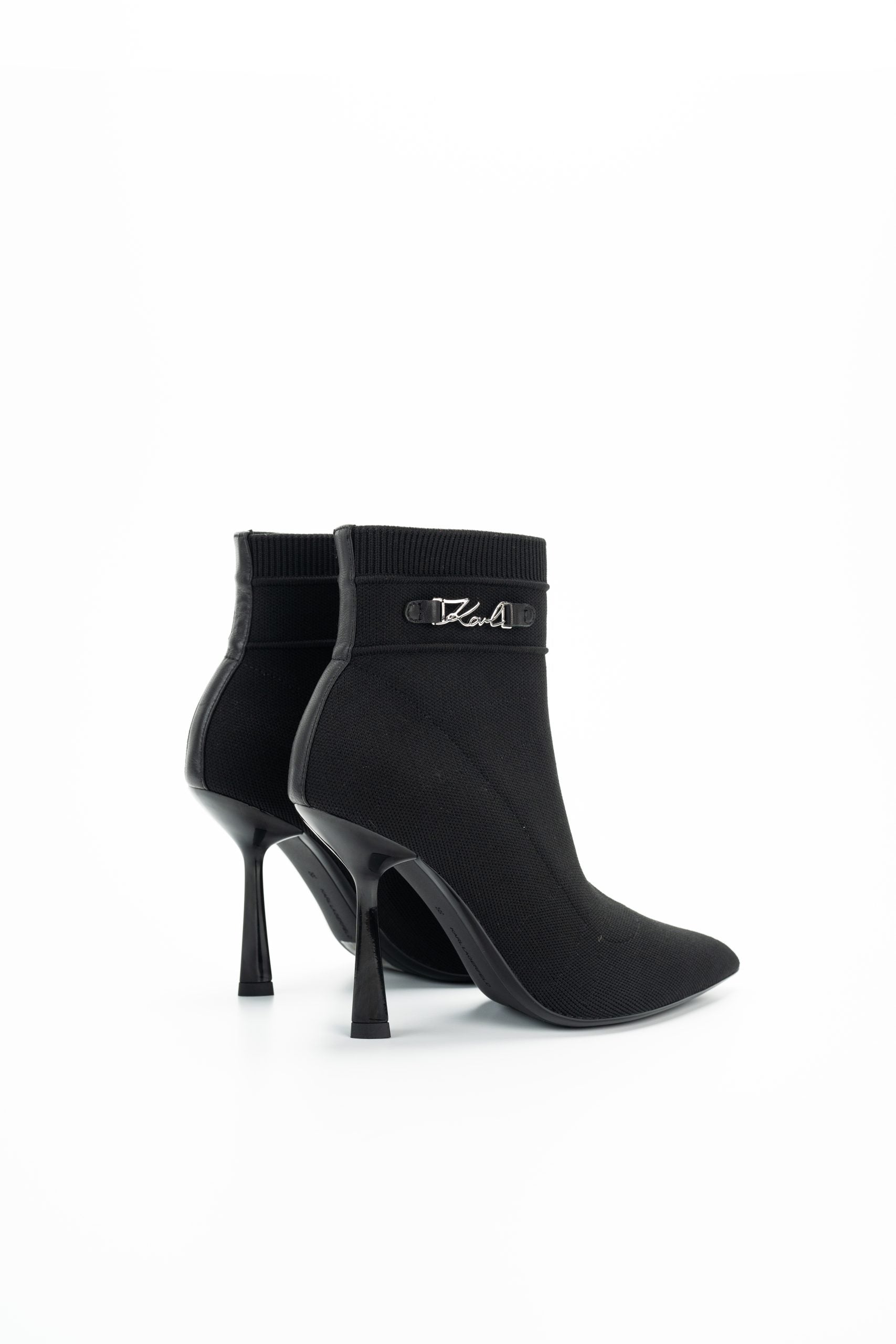 Karl Lagerfeld Ladies Pandara Stretch Ankle Boot Black Knit Textile | KL31346A-K00
