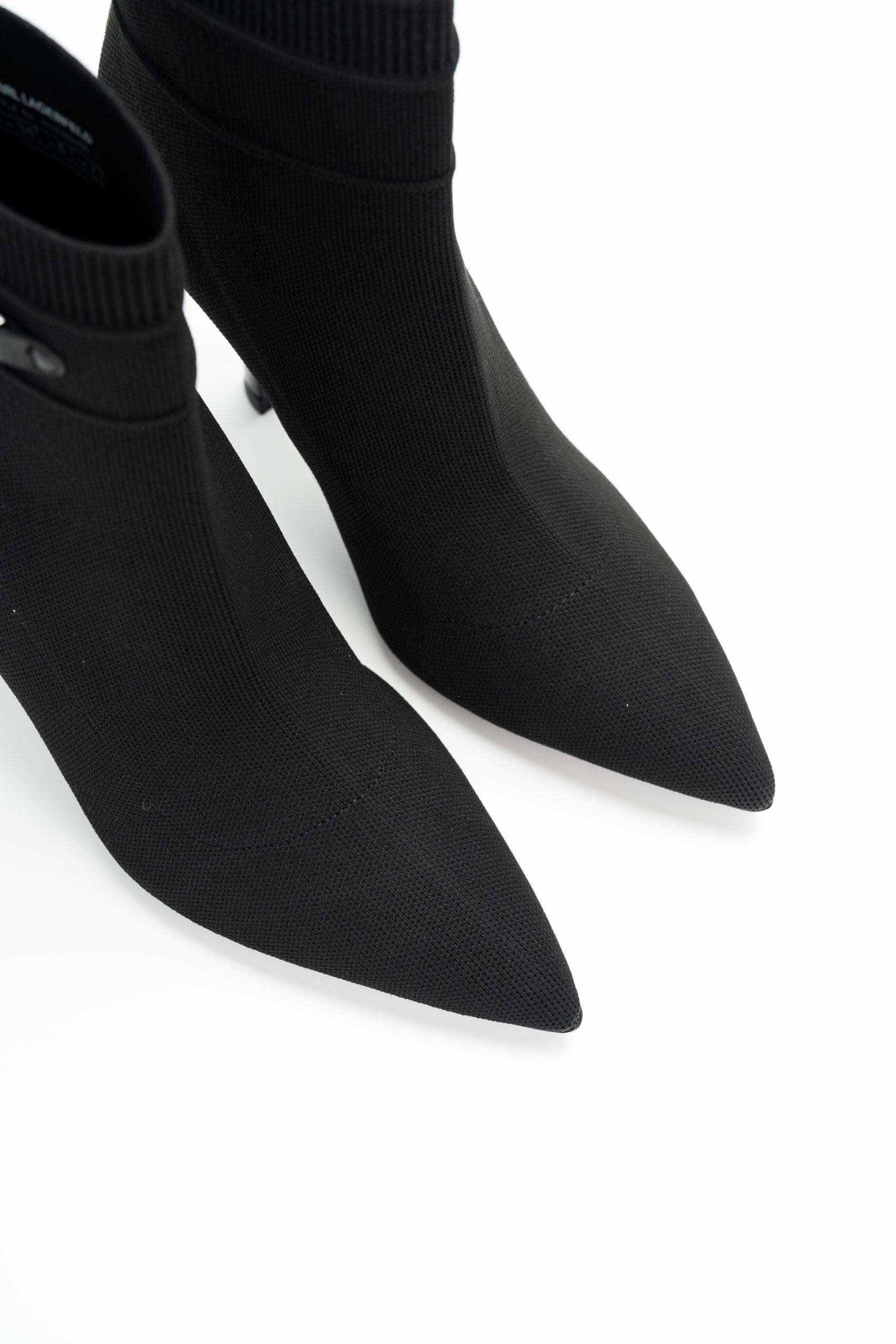 Karl Lagerfeld Ladies Pandara Stretch Ankle Boot Black Knit Textile | KL31346A-K00