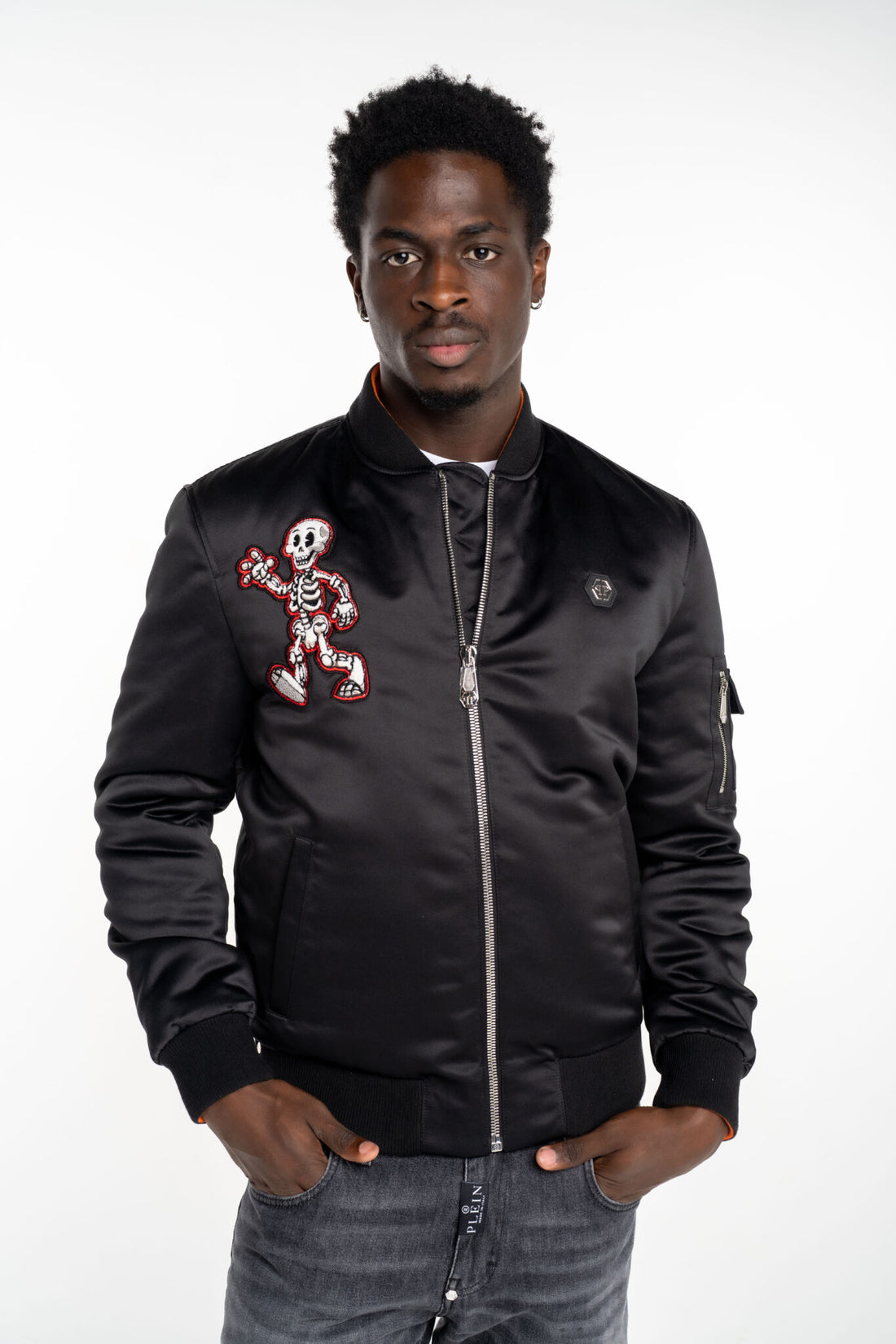 Philipp Plein Men's Tattoo Satin Top Gun Bomber MRB2460 PTE003N 02