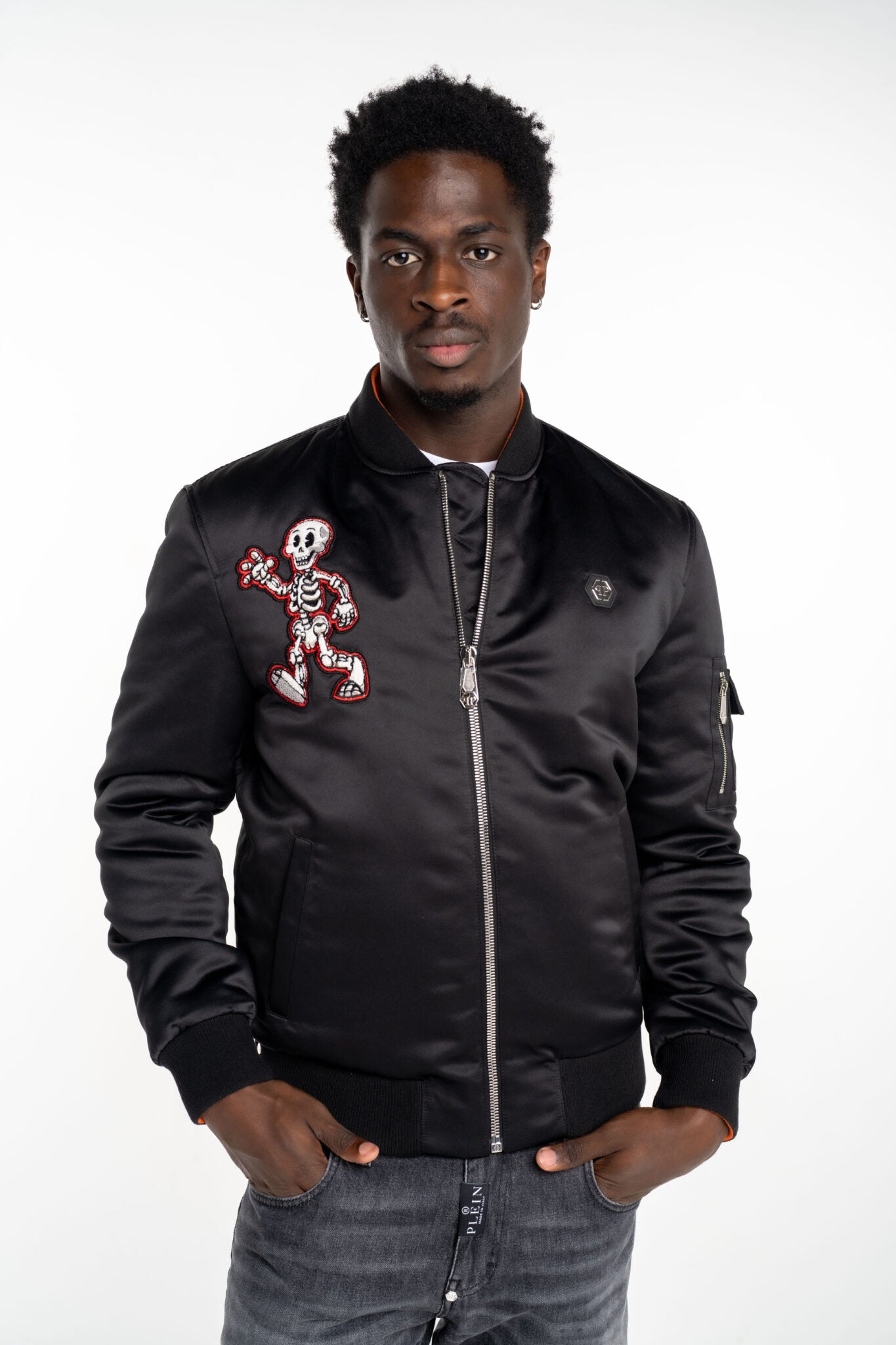 Philipp Plein Men's Tattoo Satin Top Gun Bomber MRB2460 PTE003N 02