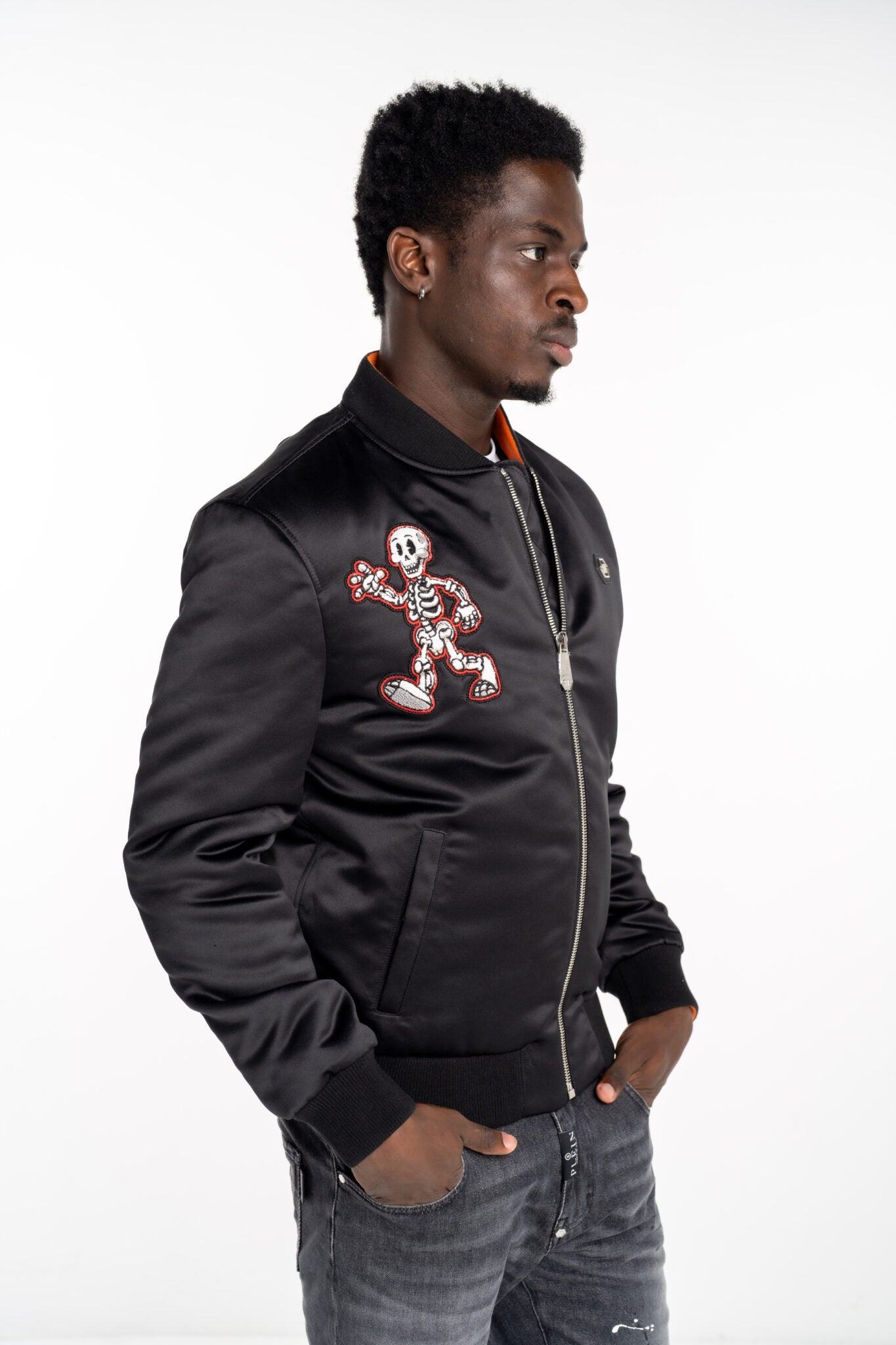 Philipp Plein Men's Tattoo Satin Top Gun Bomber MRB2460 PTE003N 02
