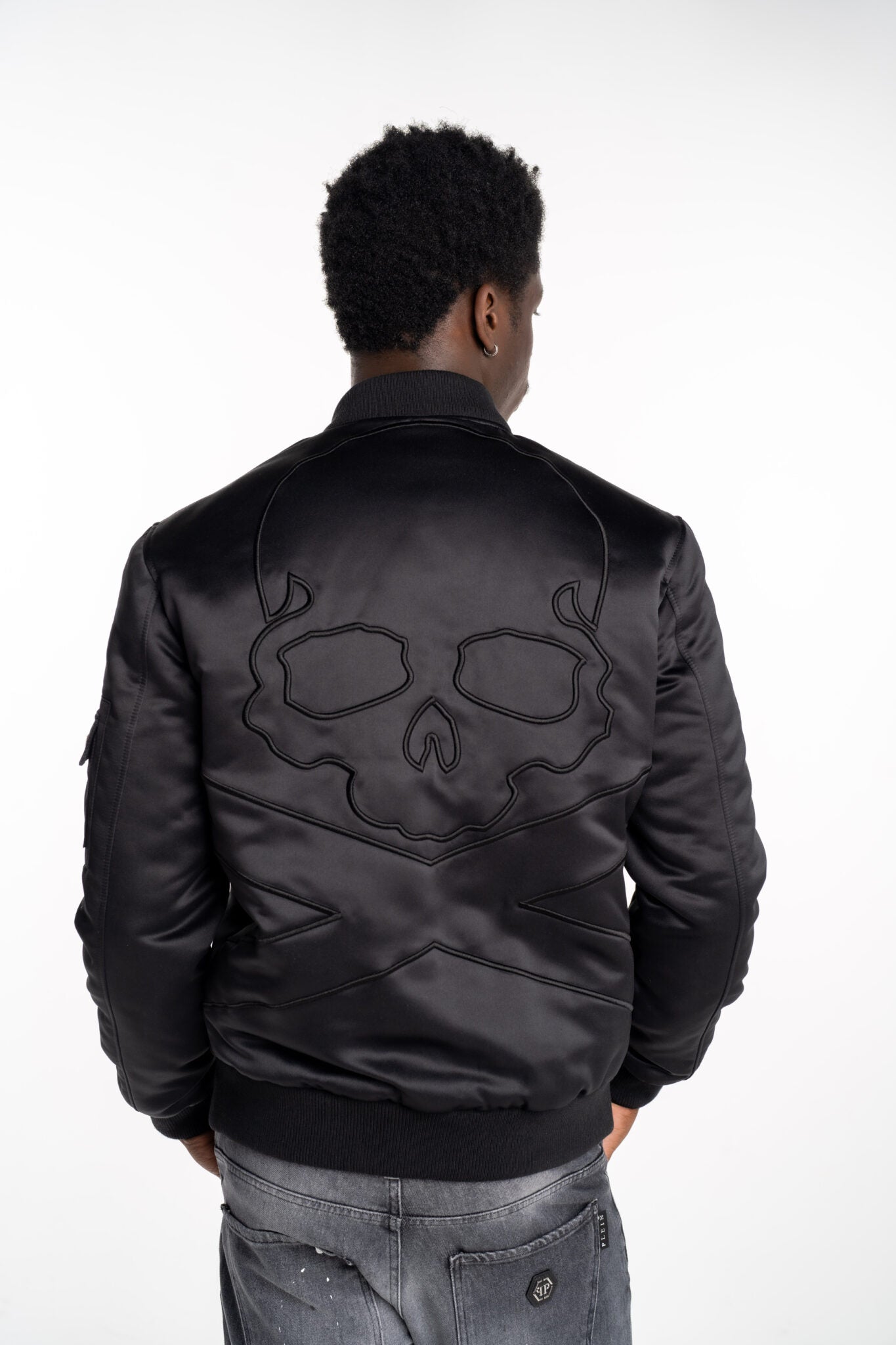 Philipp Plein Men's Tattoo Satin Top Gun Bomber MRB2460 PTE003N 02