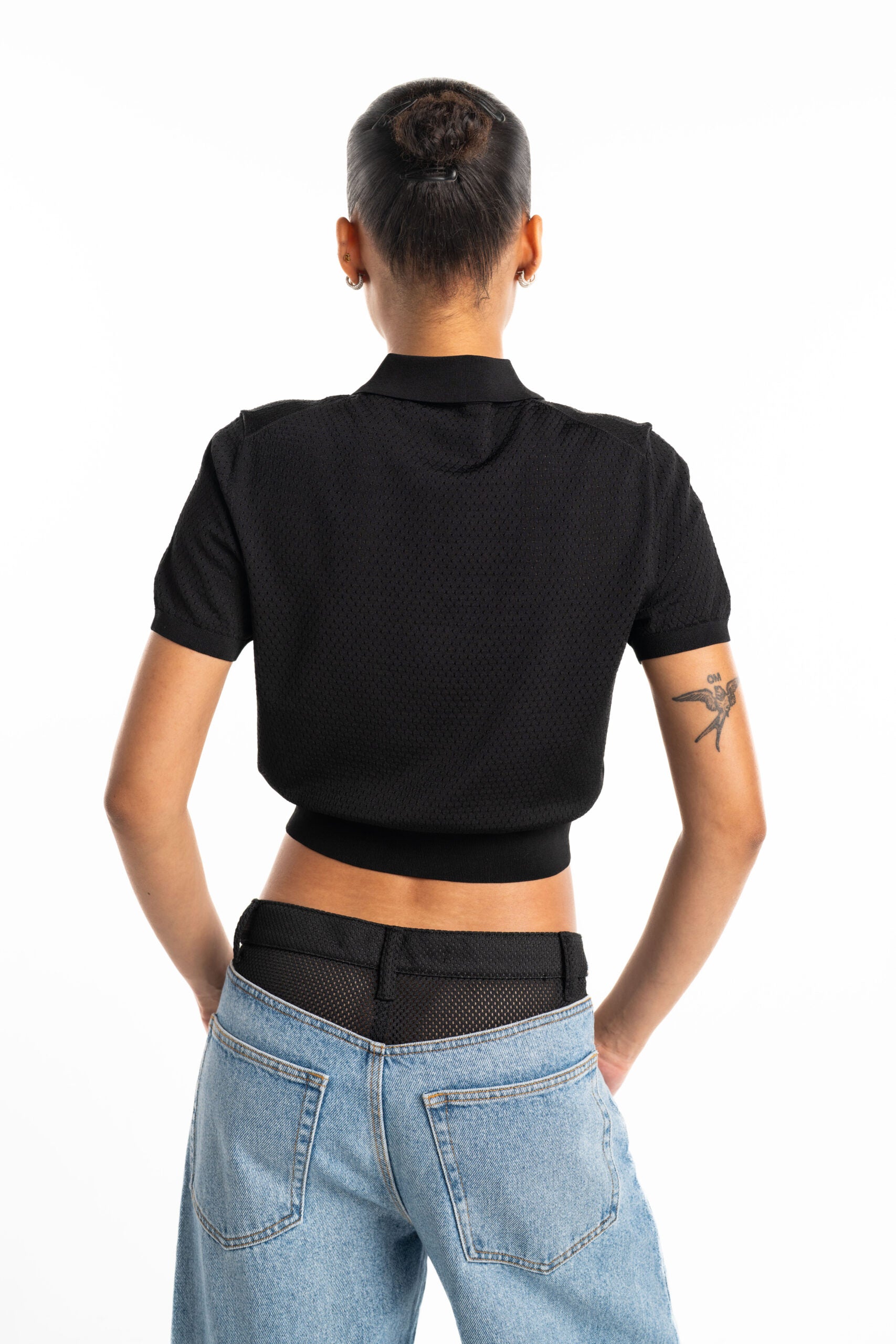 Alexander Wang Short Sleeve Polo Tee w/ Wang Logo Print Black | 4KC2251017-001